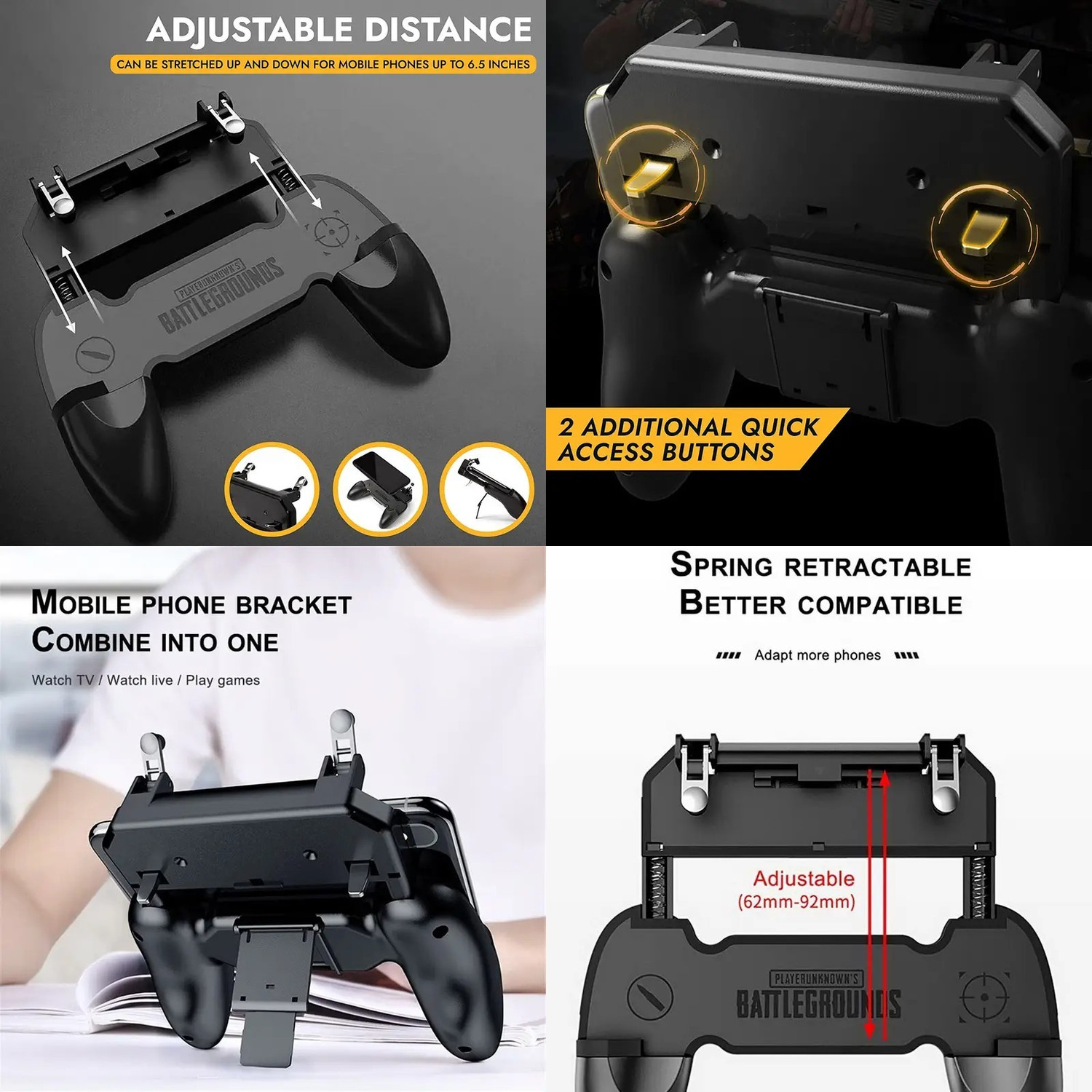 Image of Shivaansh W10 Mobile Game Controller Trigger Gaming Handle Adjustable Phone Gamepad Gaming Accessory Kit