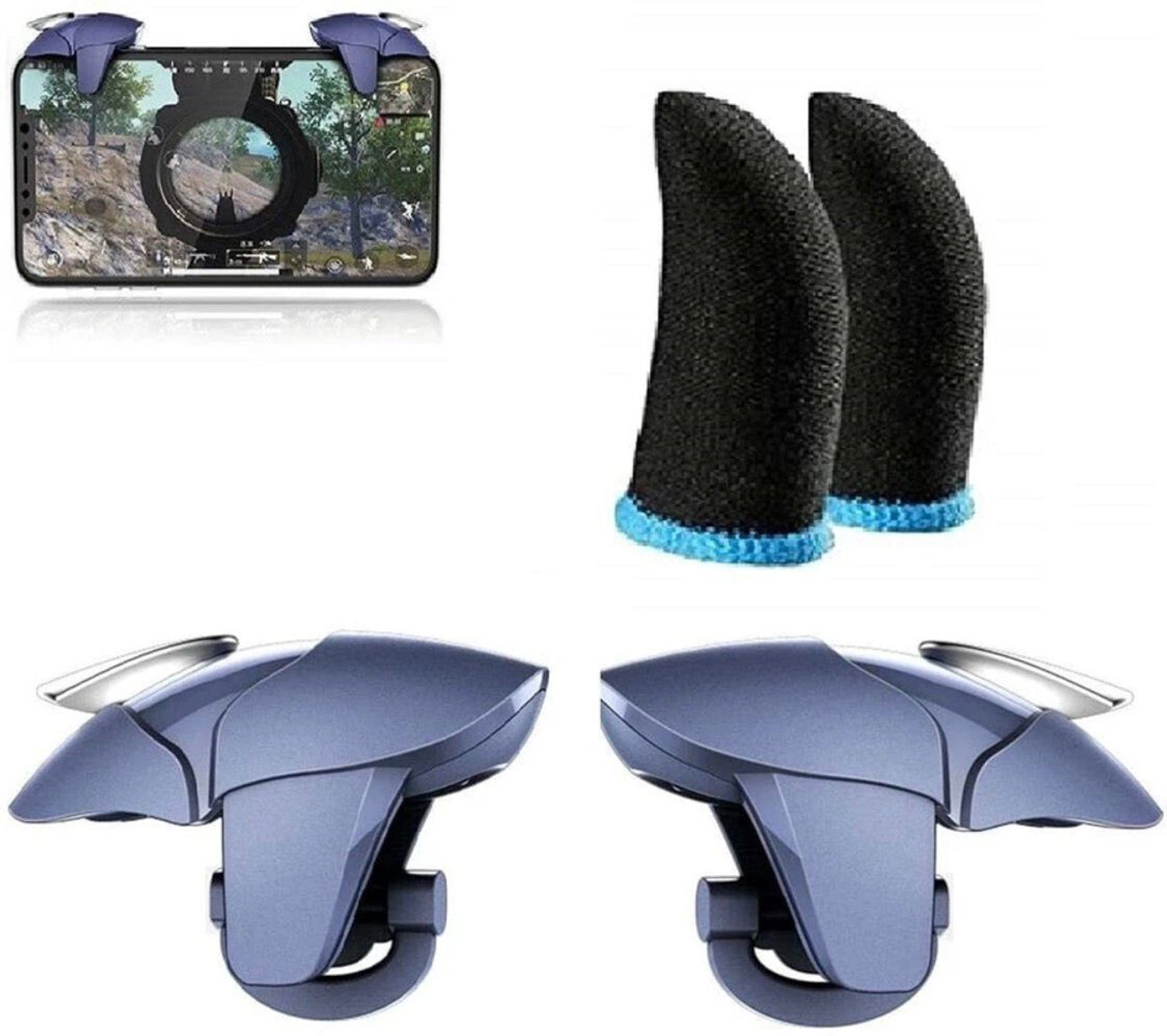 Image of Elacteri Trends Mobile Gaming Trigger with Finger Sleeves Combo Gaming Accessory Kit