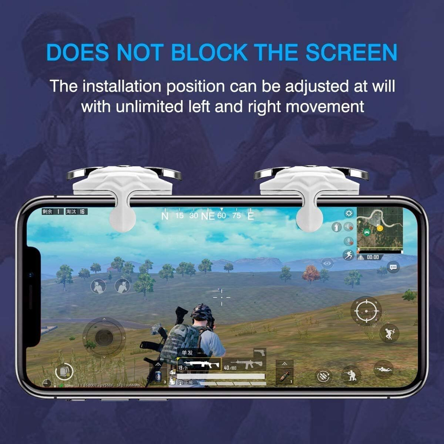 Image of TechKing White Shark Mobile PUBG Trigger Controller - High-Sensitivity Gaming Trigger Gaming Accessory Kit