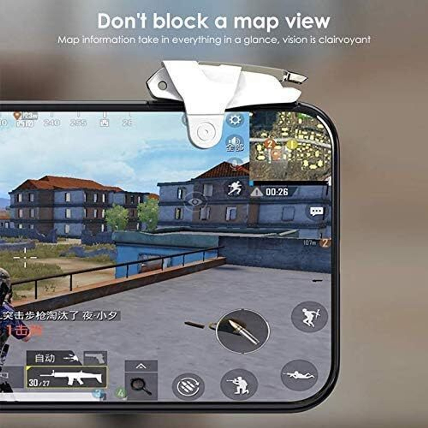 Image of TechKing White Shark Mobile PUBG Trigger Controller - High-Sensitivity Gaming Trigger Gaming Accessory Kit