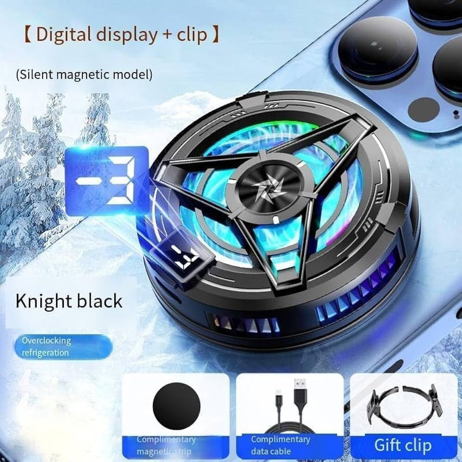 Image of TUNISKY Phone Cooler Fan Perfect for Mobile Gaming, Long Filming Gaming Accessory Kit