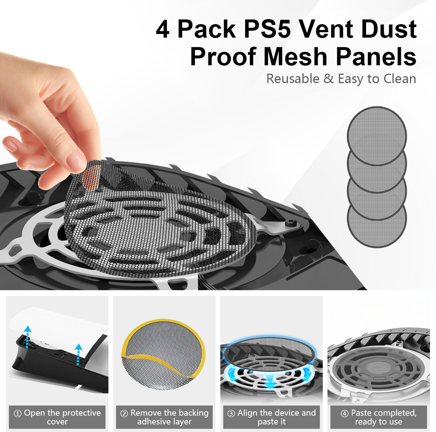 Image of Zorbes PS5 Console Dust Filter Mesh Cover Set Anti Dust Protective Vent Covers Gaming Accessory Kit