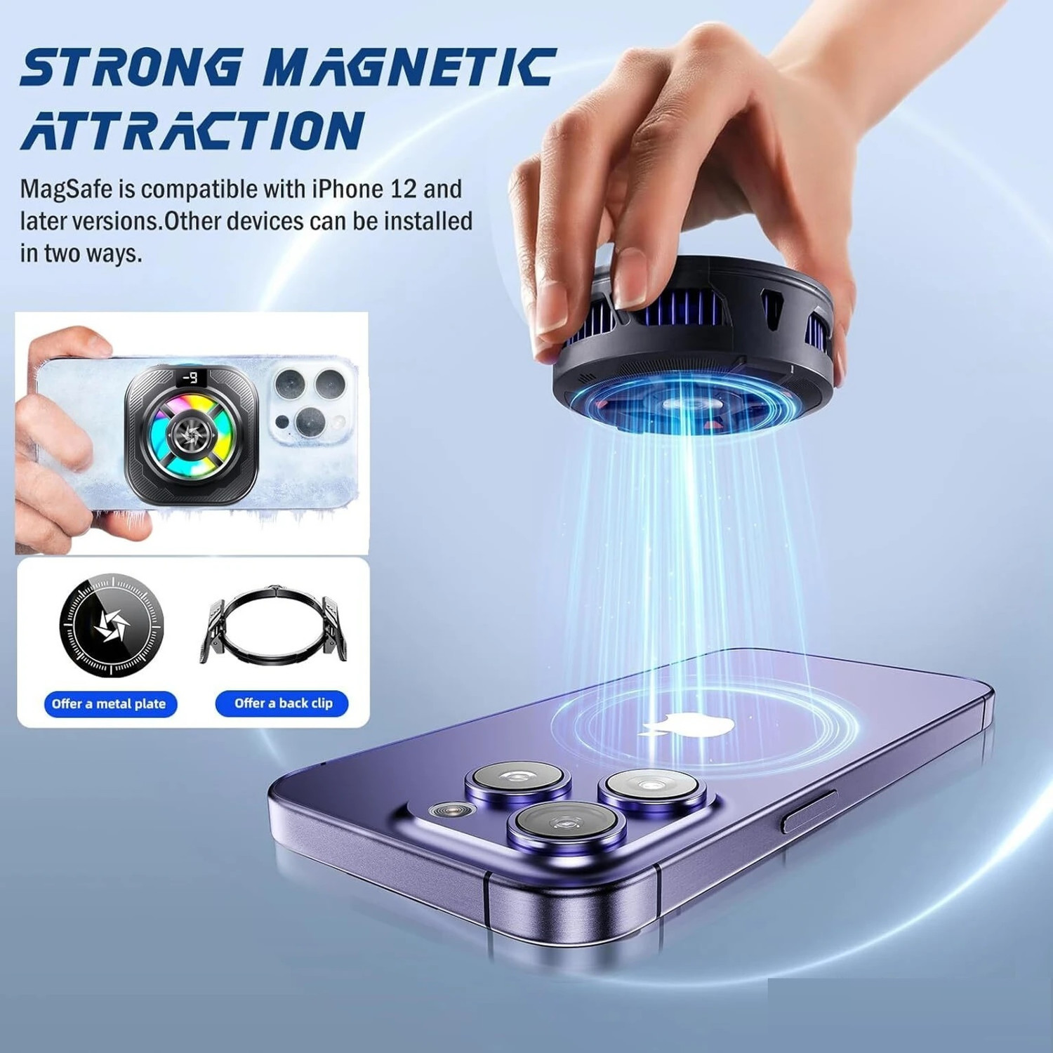 Image of AVSPARKS Phone Cooler for Gaming Mobile Cooling Fan for iPhone & Android Gaming Accessory Kit
