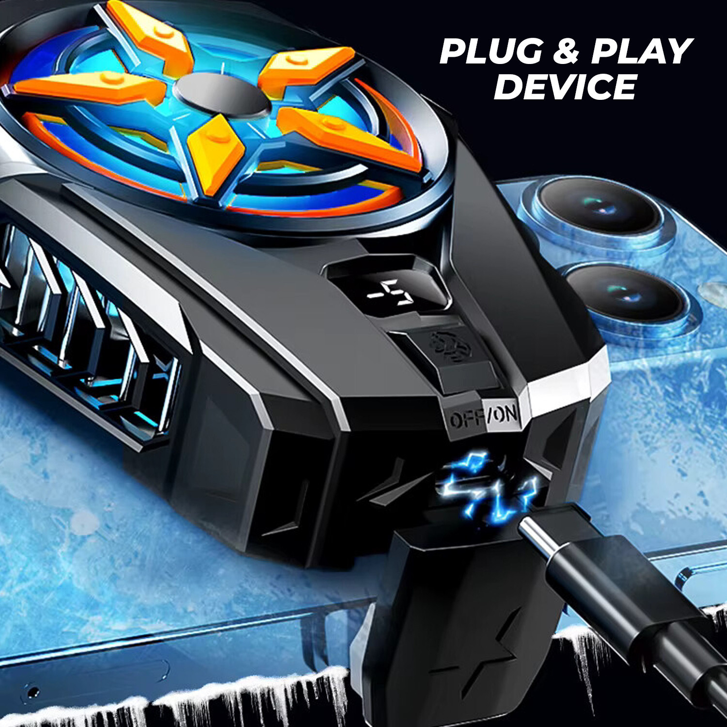 Image of MOBIZAC SL09 Mobile Cooling Radiator Fan for Gaming for Long Filming Mobile Cooler Fan Gaming Accessory Kit