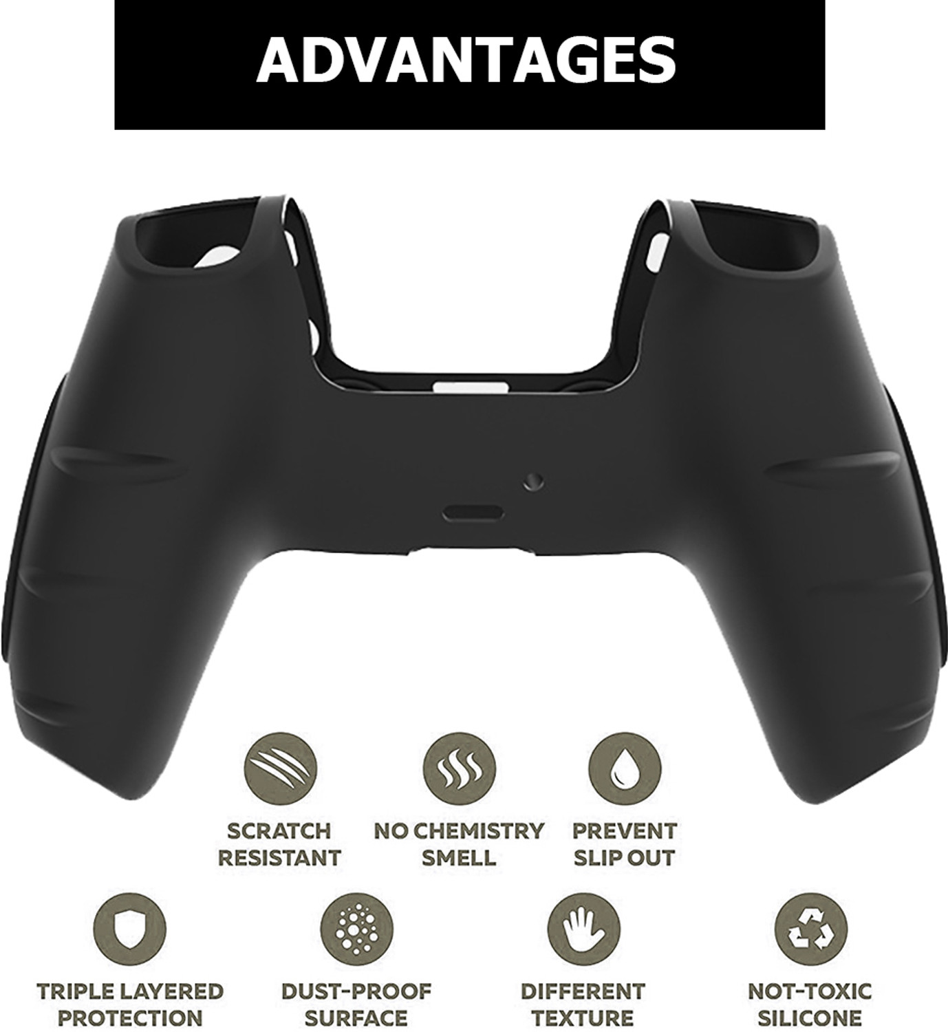 Image of OIVO INDIA Black Silicone Controller Sleeve with Thumb Grip Caps, Anti-Slip Protective Gaming Accessory Kit
