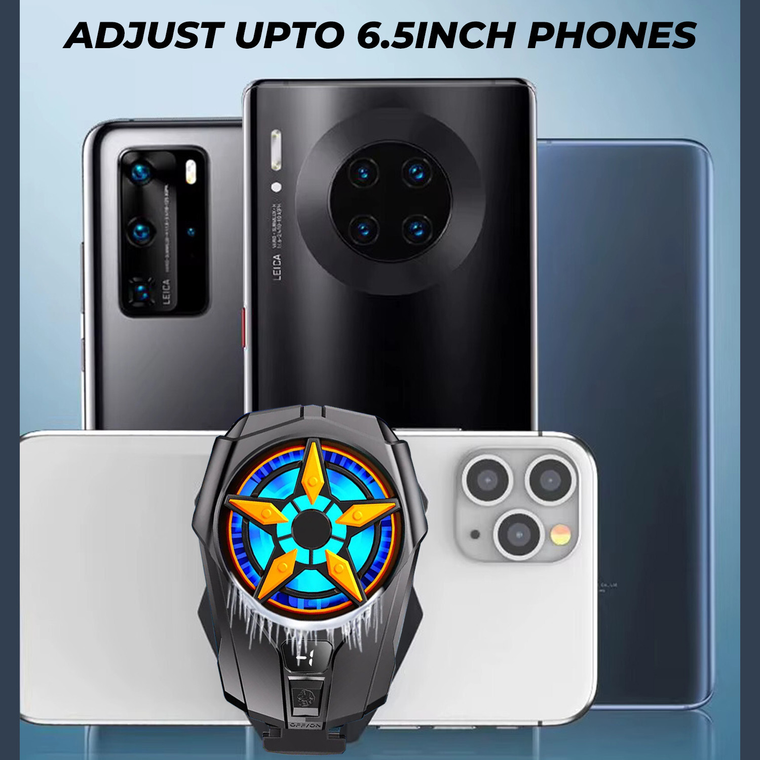 Image of MOBIZAC SL09 Mobile Cooling Radiator Fan for Gaming for Long Filming Mobile Cooler Fan Gaming Accessory Kit
