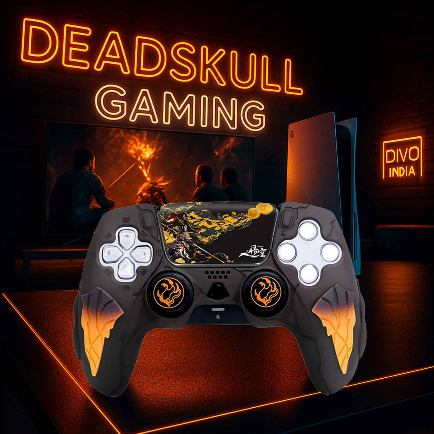 Image of DEADSKULL Thunder Edition Silicone Controller Sleeve, Anti-Slip Protective Cover Skin Gaming Accessory Kit