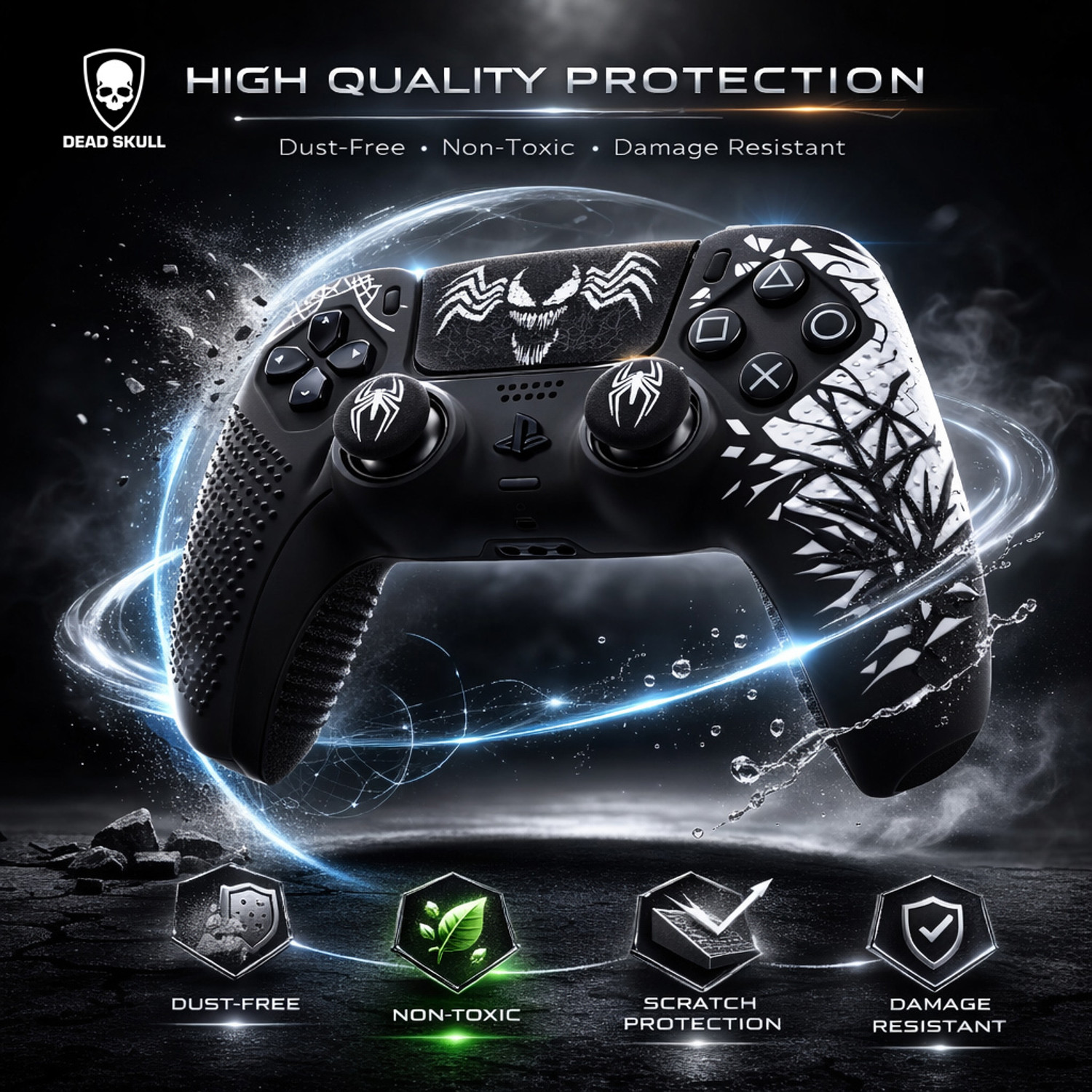 Image of DEADSKULL Spidy Edition Silicone Controller Sleeve Combo (Red & White + Black), Anti-Slip Gaming Accessory Kit