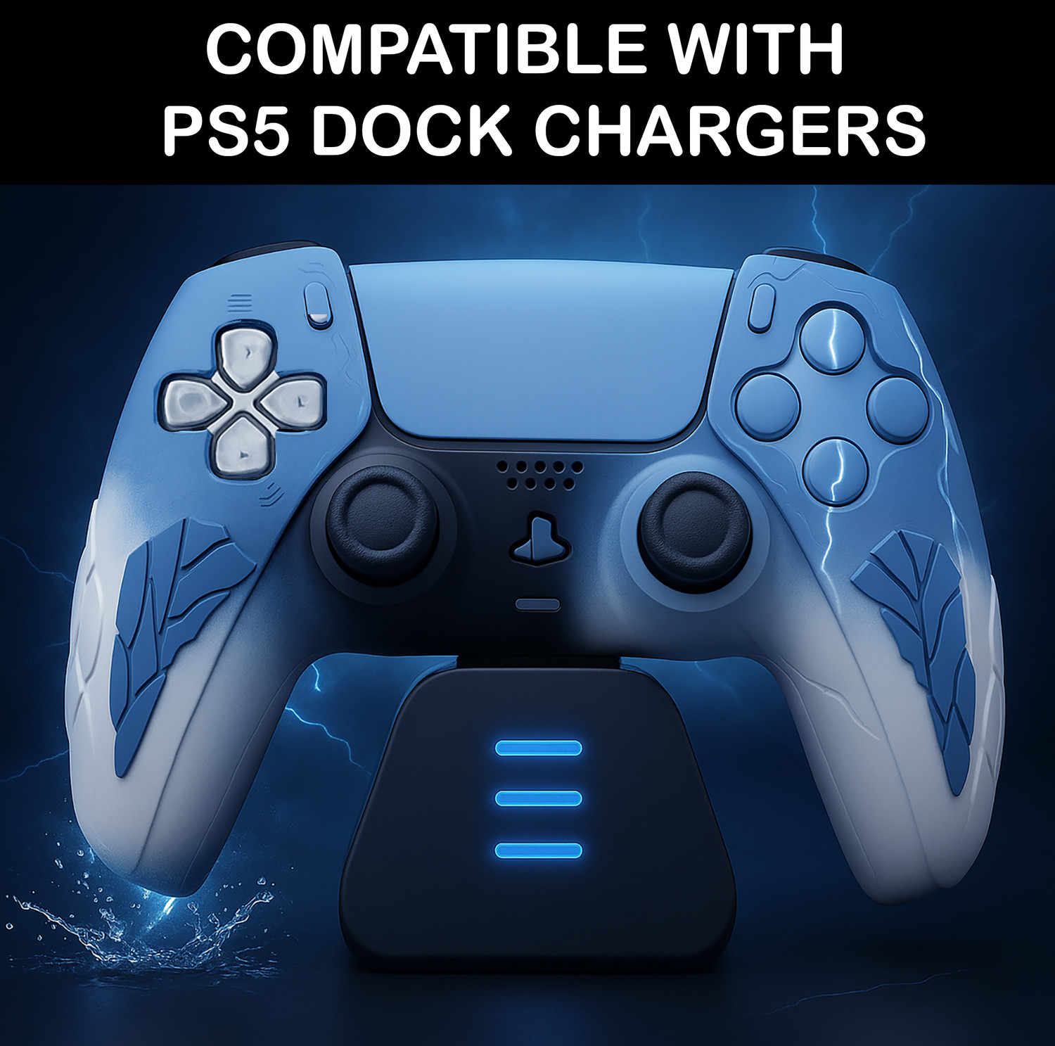 Image of DEADSKULL Thunder Edition Silicone Controller Sleeve Combo (Blue & White + Black Gaming Accessory Kit