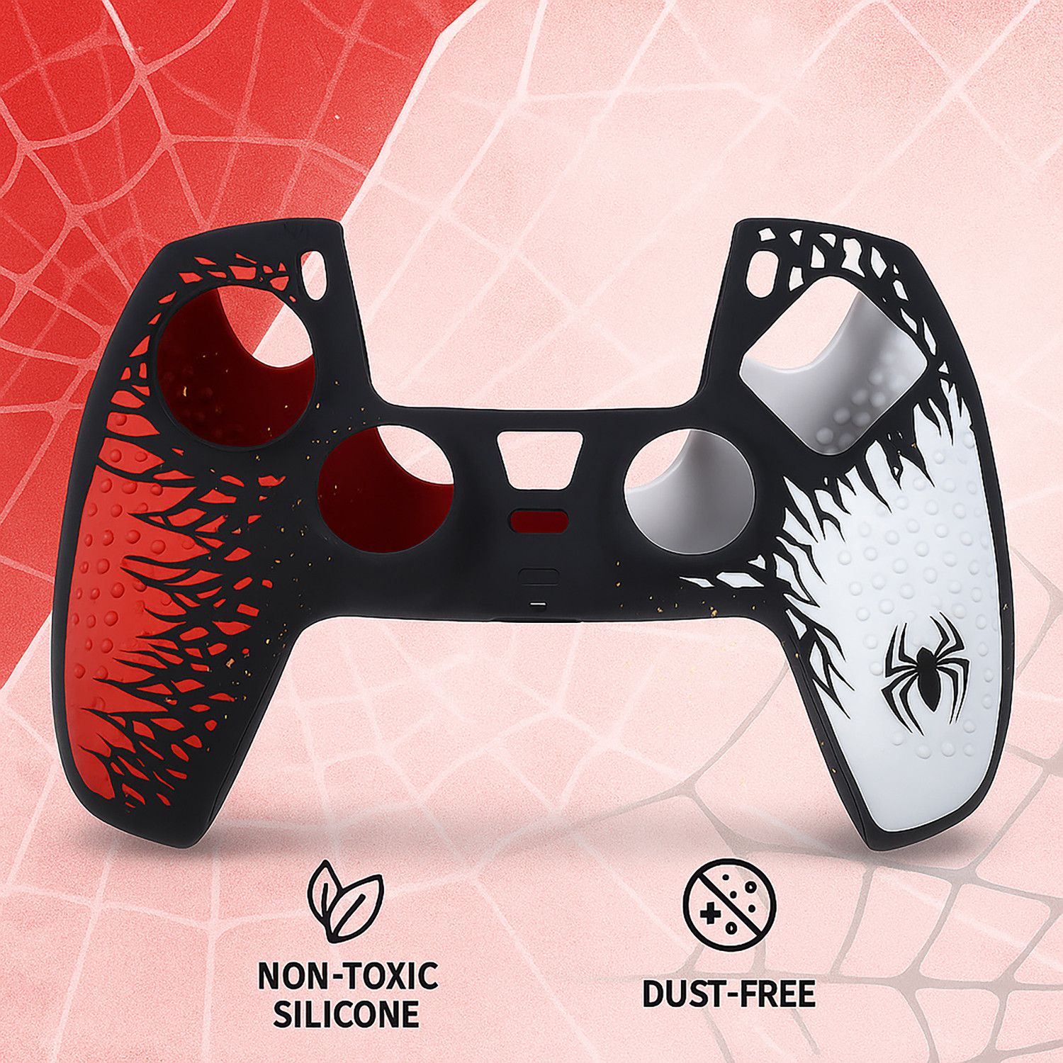 Image of DEADSKULL Spidy Edition Red & White Silicone Controller Sleeve (Pack of 2), Anti-Slip Gaming Accessory Kit
