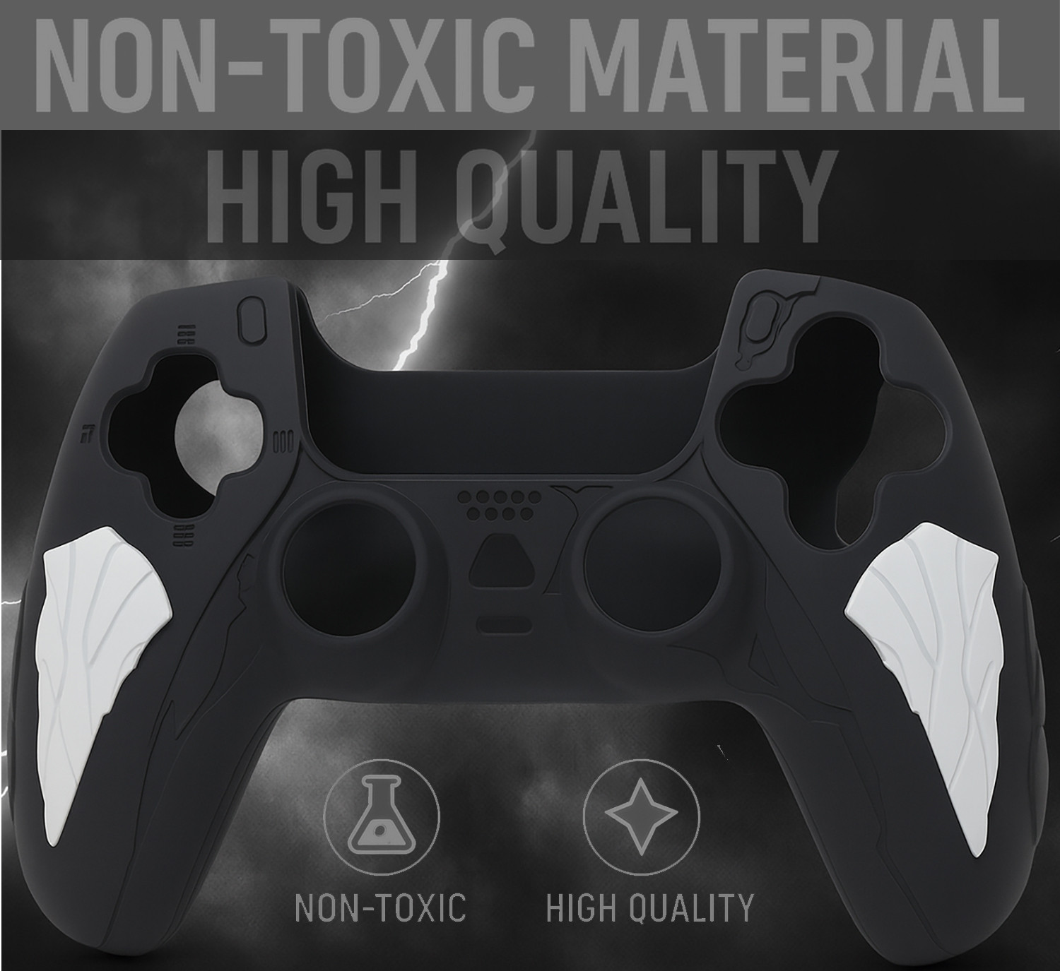 Image of DEADSKULL Thunder Edition Black & White Silicone Controller Sleeve (Pack of 2), Anti-Slip Gaming Accessory Kit