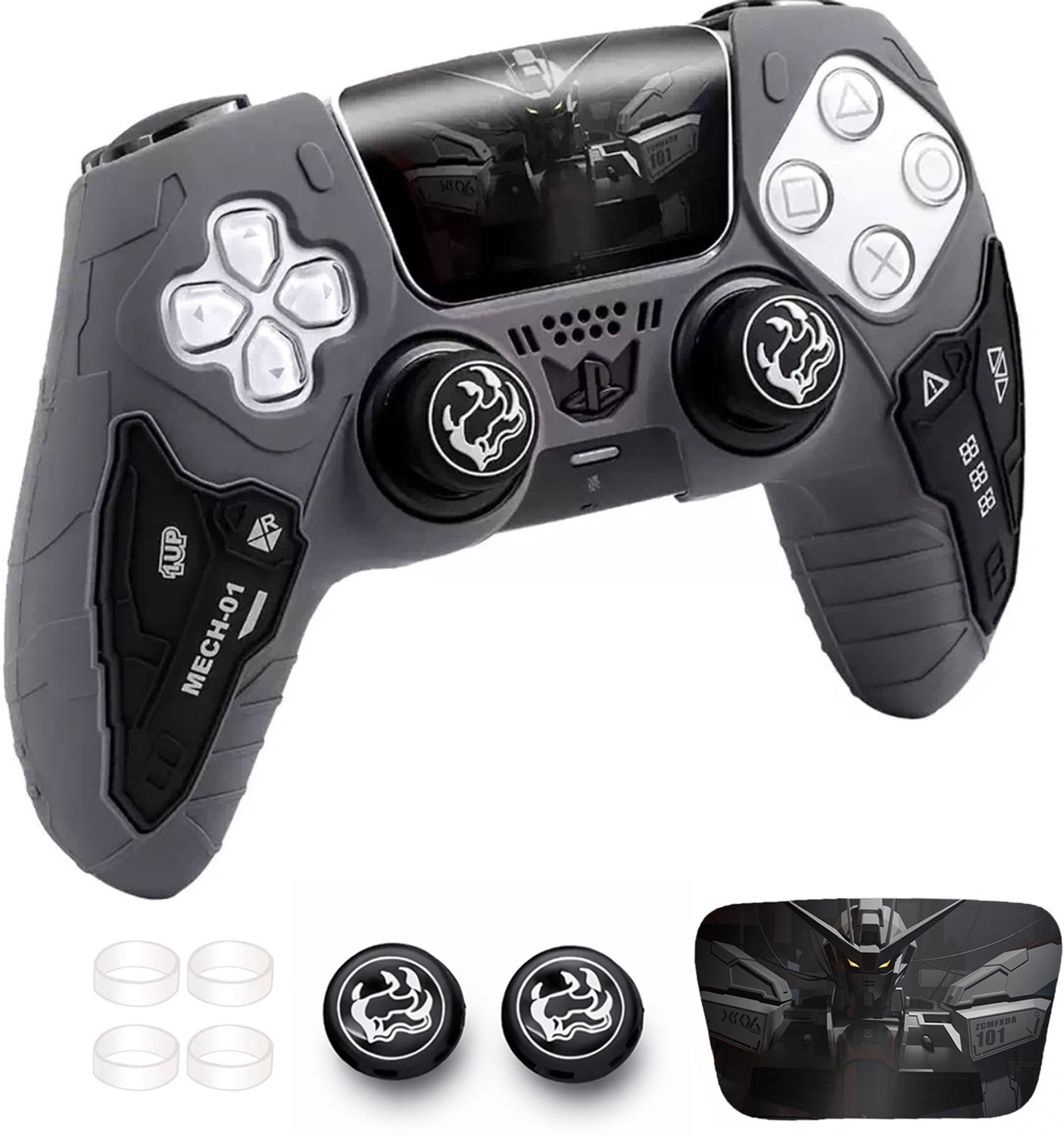 Image of DEADSKULL Tactical Silicone Controller Skin with 2 Thumb Grip Caps, 4 Joystick Rings Gaming Accessory Kit