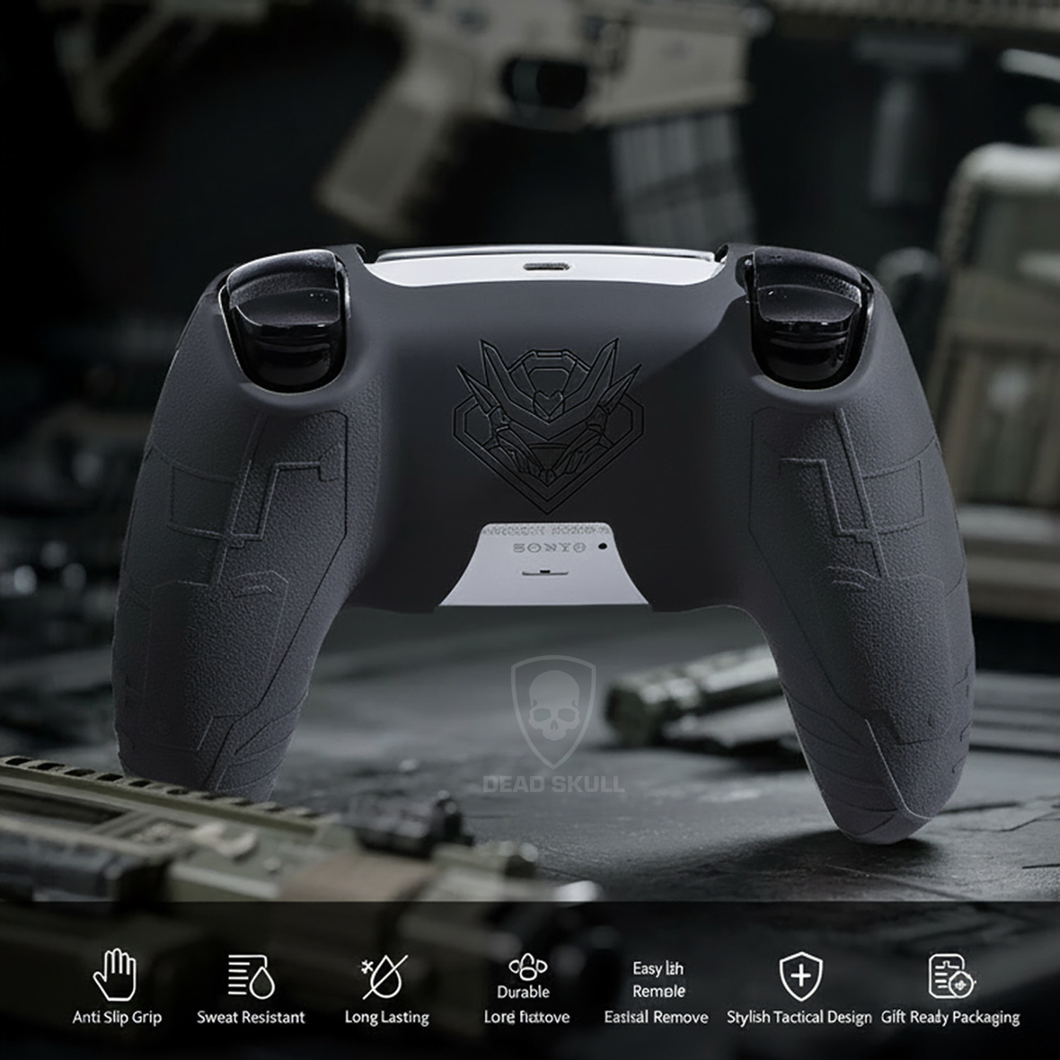 Image of DEADSKULL Tactical Silicone Controller Skin (Pack of 2) with 4 Thumb Grip Caps, 8 Gaming Accessory Kit
