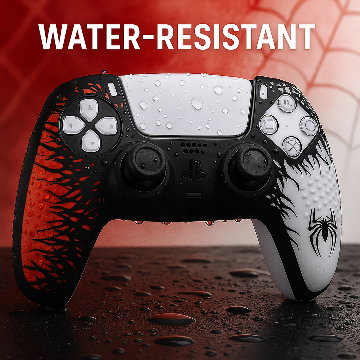 Image of DEADSKULL Spidy Edition Red & White Silicone Controller Sleeve (Pack of 2), Anti-Slip Gaming Accessory Kit