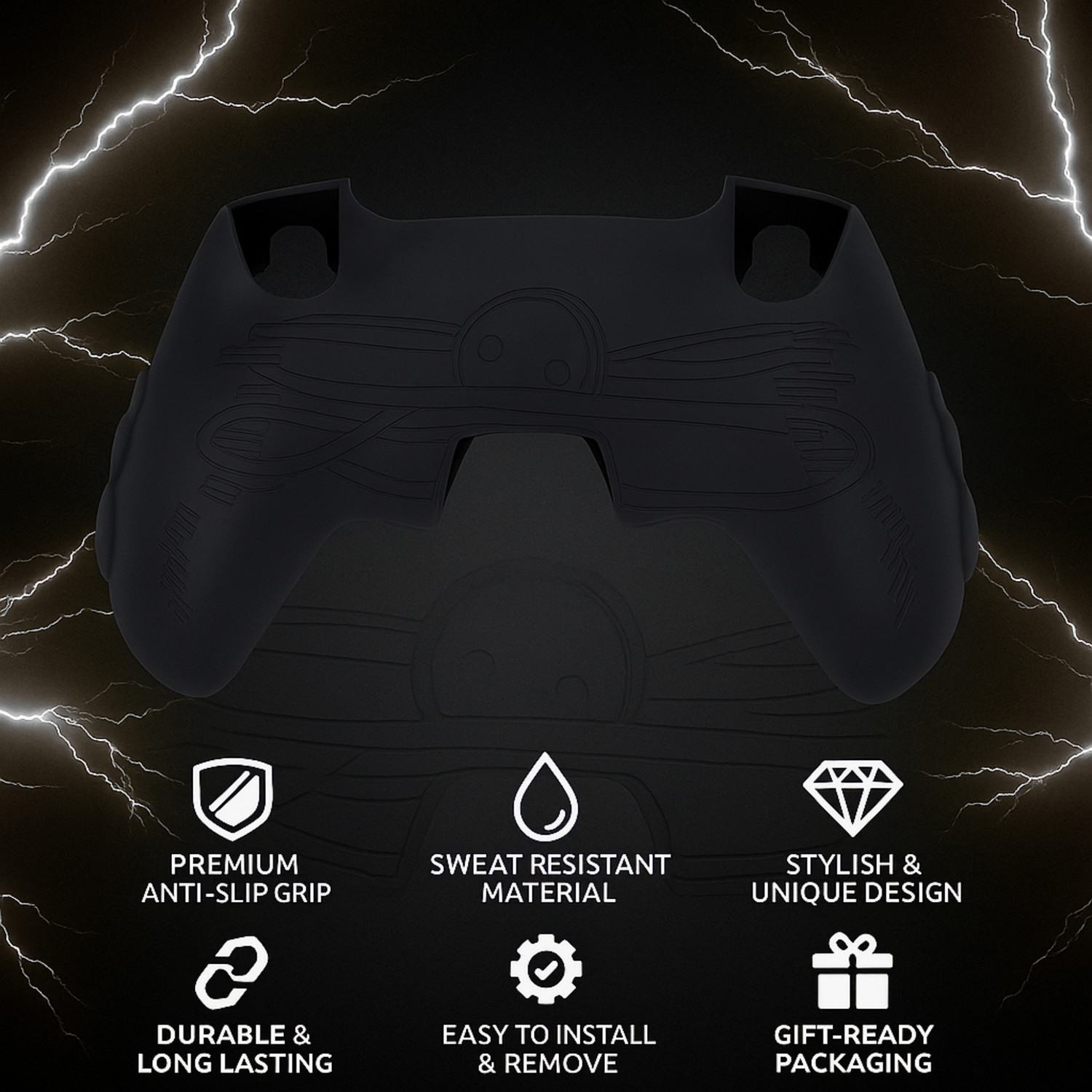 Image of DEADSKULL Tactical Silicone Controller Skin + Thunder Edition Black & White Silicone Gaming Accessory Kit