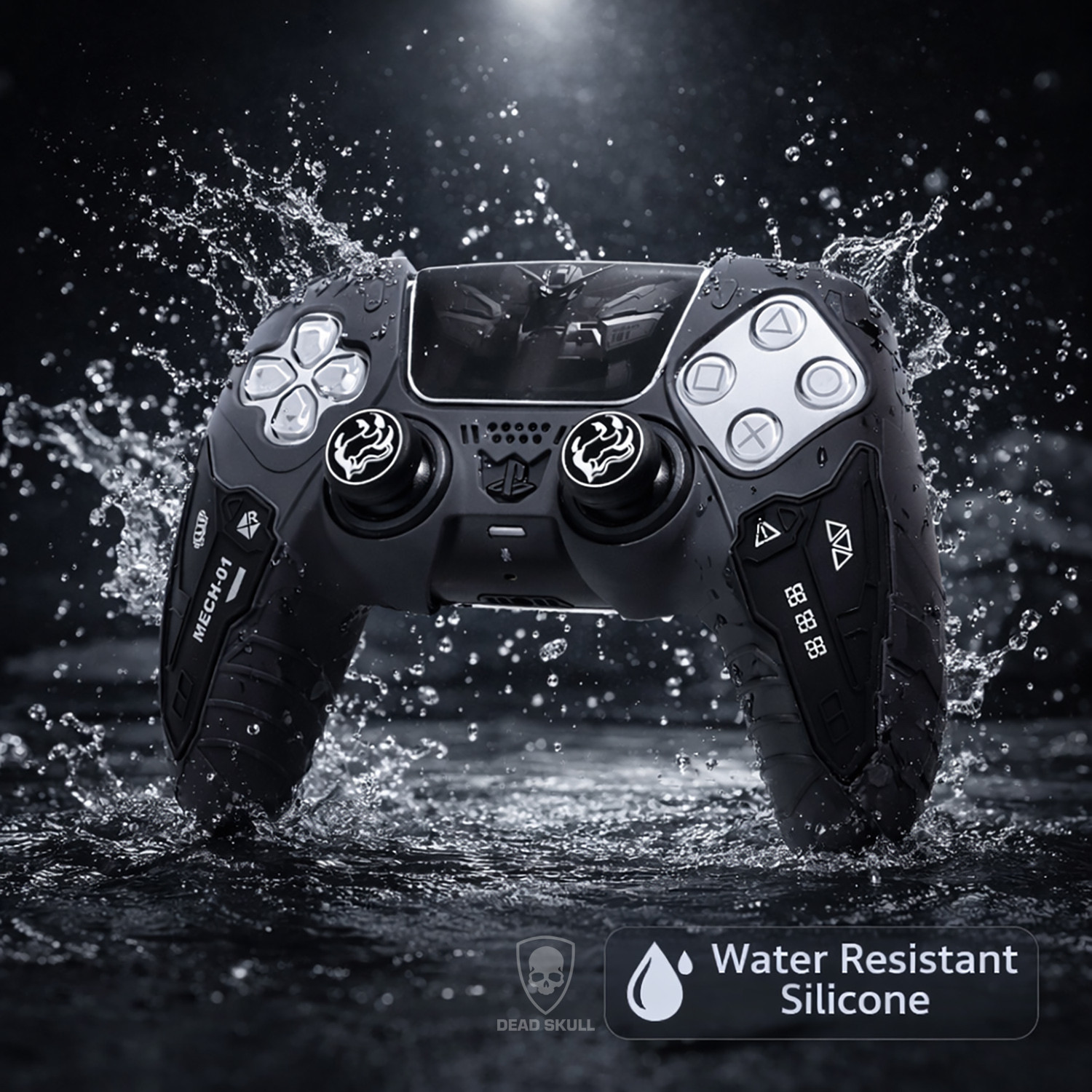 Image of DEADSKULL Tactical Silicone Controller Skin (Pack of 2) with 4 Thumb Grip Caps, 8 Gaming Accessory Kit