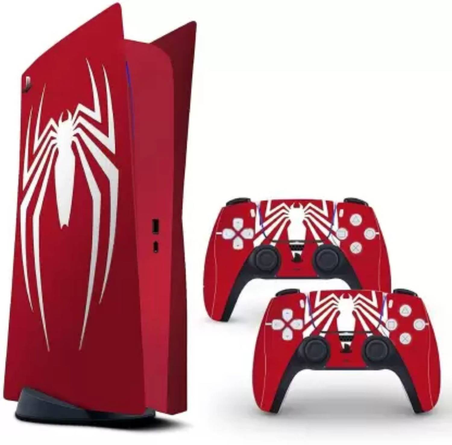 Skinny Spider-Ma Logo for PlayStation 5 Disc Edition 1x Console Skin, Controller Skin Gaming Accessory Kit