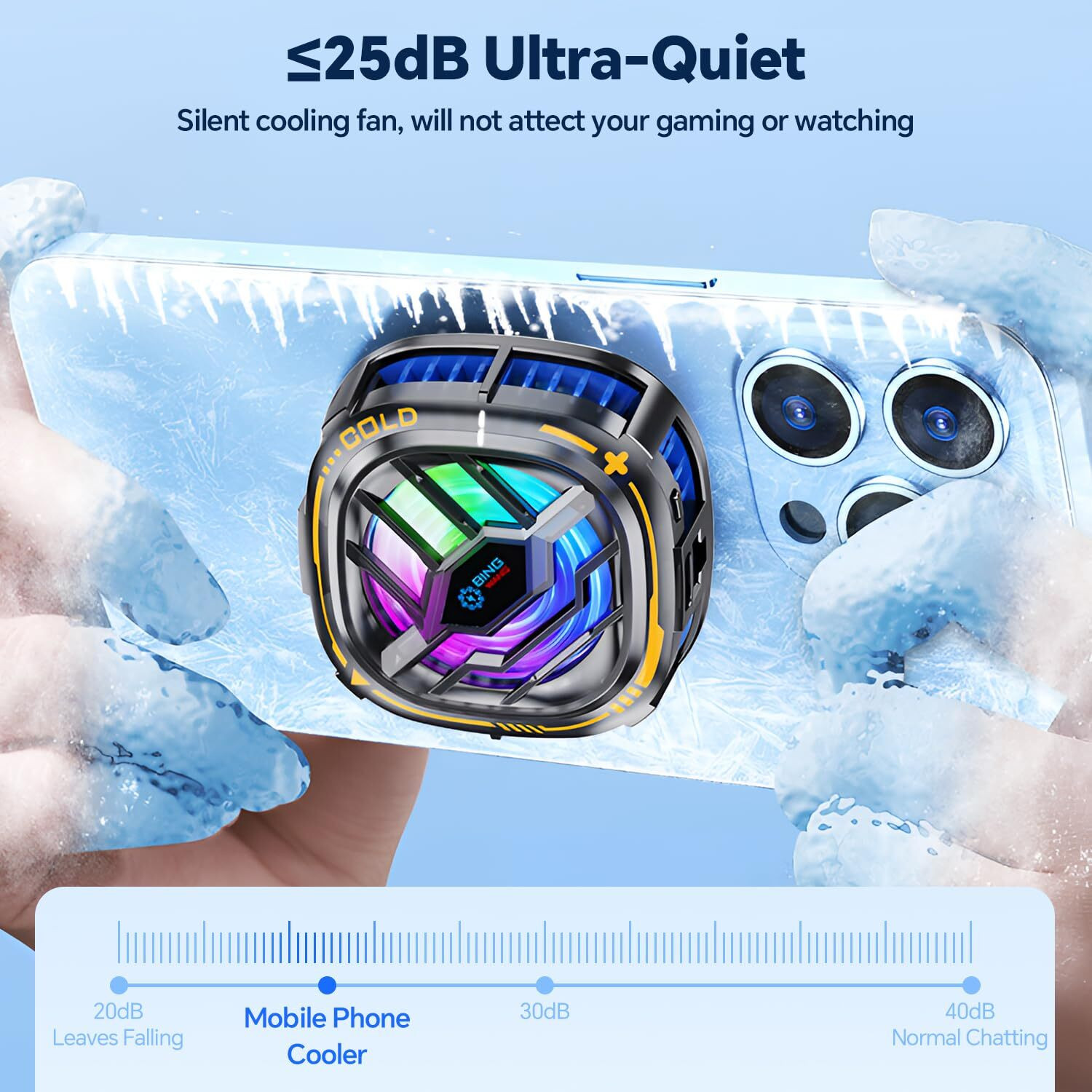 Image of FITRIC Semiconductor Gaming Phone Cooler RGB Mobile Cooling Fan Type C Heat Dissipation Gaming Accessory Kit