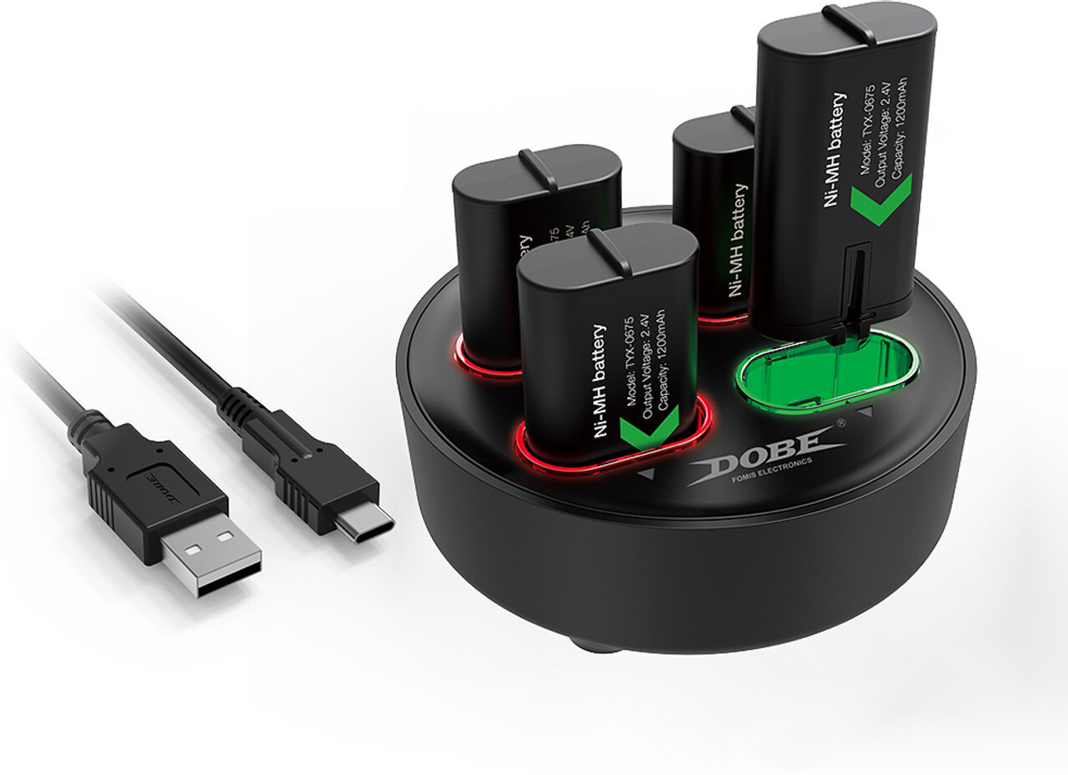 Image of HG WORLD DOBE XBOX Controller Charger TYX-0645S, 4 x Battery pack charging stand Gaming Accessory Kit