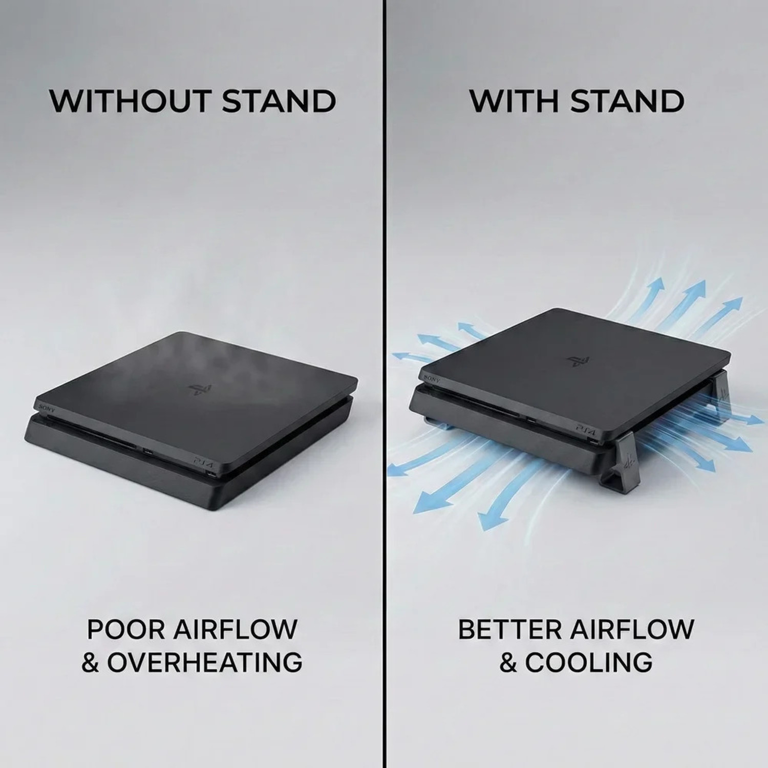 Image of Lenzrite PS4 Cooling Stand Horizontal Riser Feet for PlayStation 4 Slim Gaming Accessory Kit