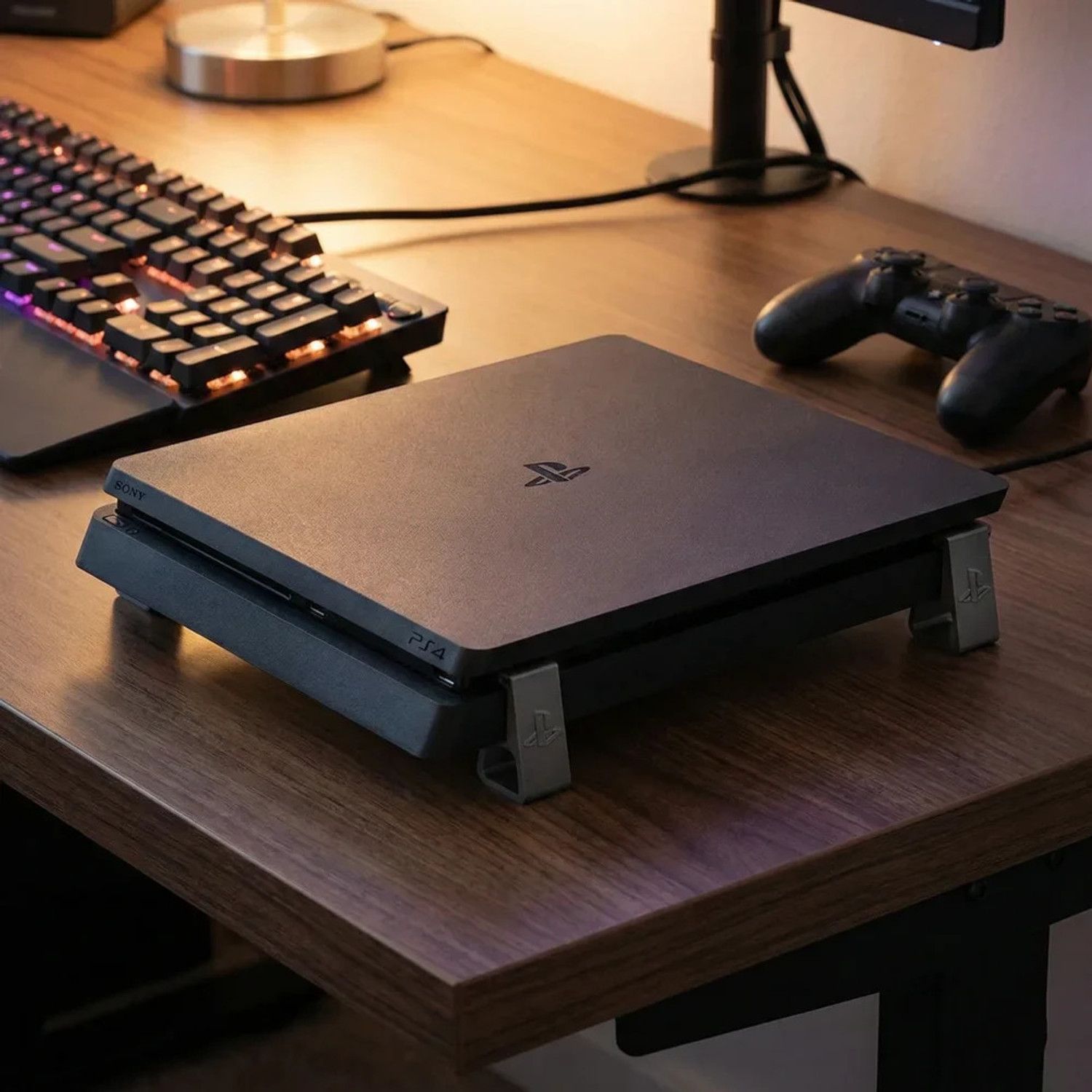 Image of Lenzrite PS4 Cooling Stand Horizontal Riser Feet for PlayStation 4 Slim Gaming Accessory Kit