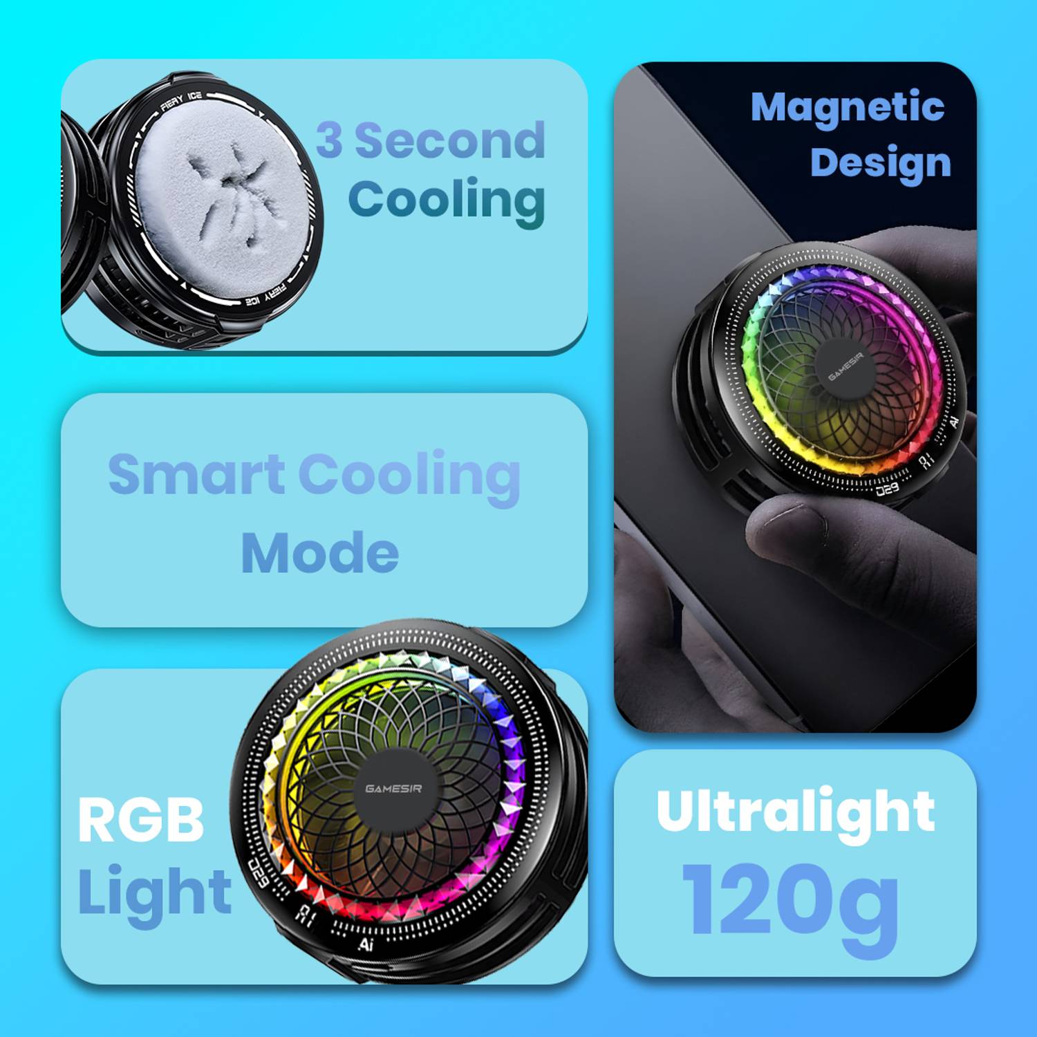 GameSir Gaming Mobile Cooling Fan with RGB Light - Image 4