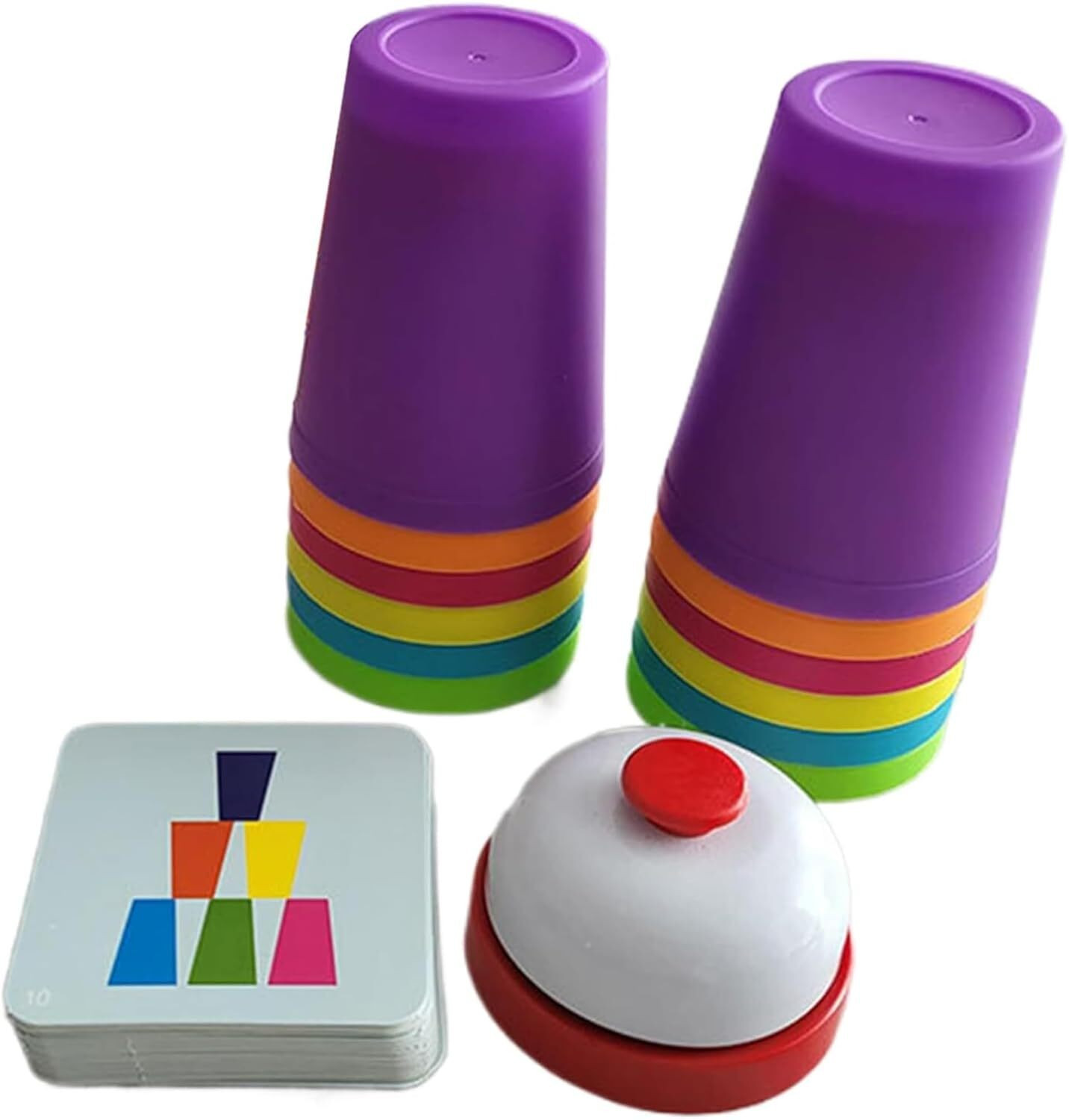Image of DARKFISH Kids Stacking Cups Game with Bell & Challenge Cards Gaming Accessory Kit