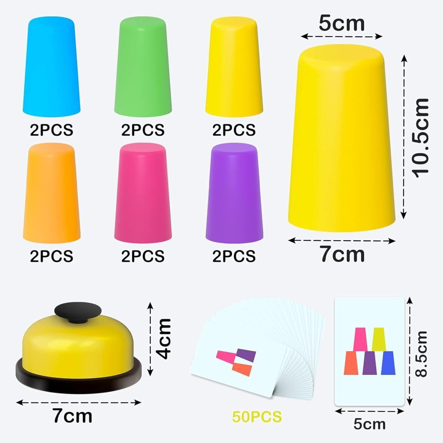 Image of DARKFISH Kids Stacking Cups Game with Bell & Challenge Cards Gaming Accessory Kit