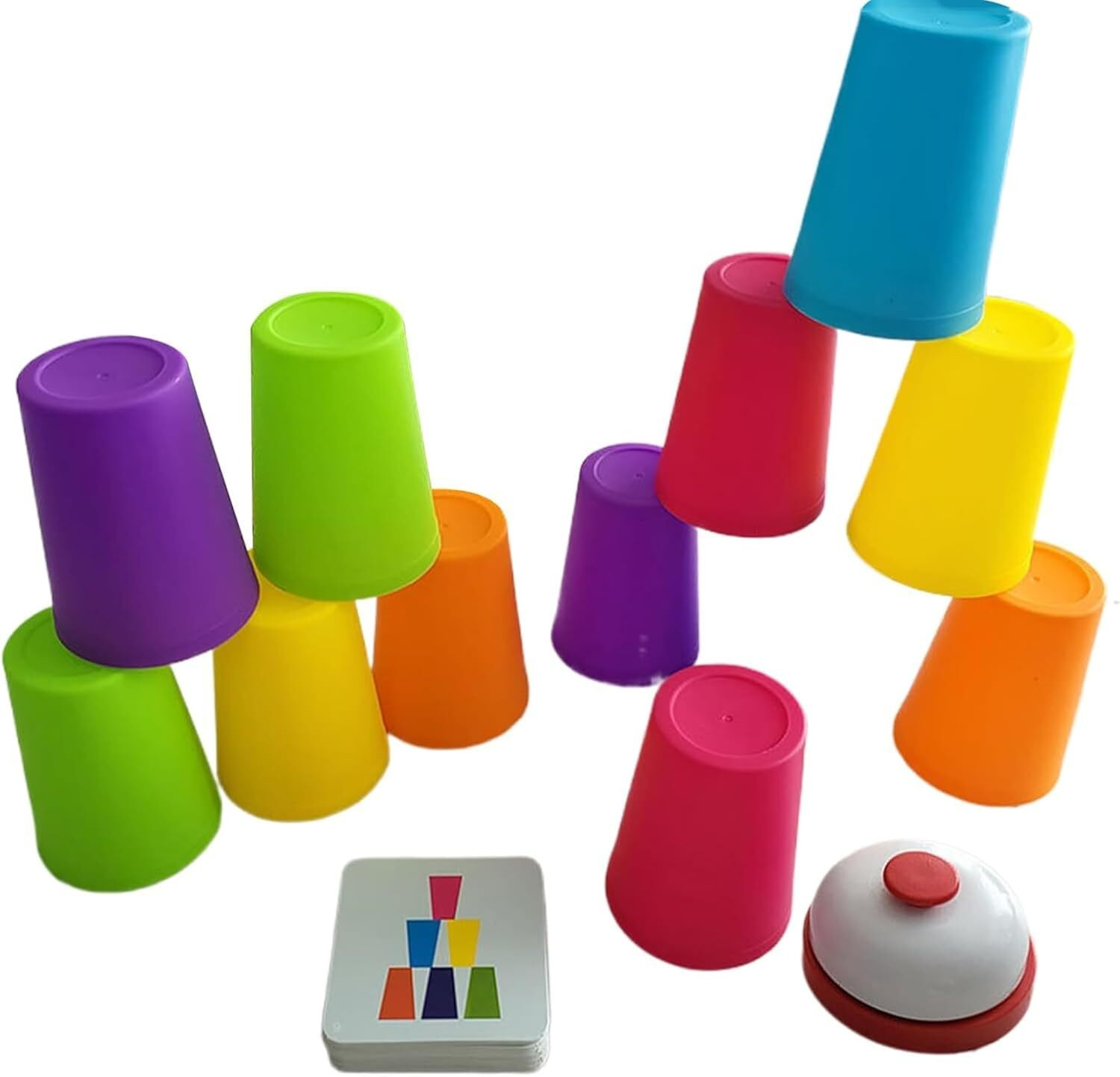 Image of DARKFISH Kids Stacking Cups Game with Bell & Challenge Cards Gaming Accessory Kit