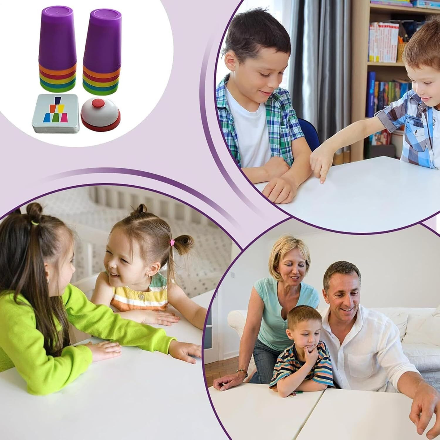 Image of DARKFISH Kids Stacking Cups Game with Bell & Challenge Cards Gaming Accessory Kit