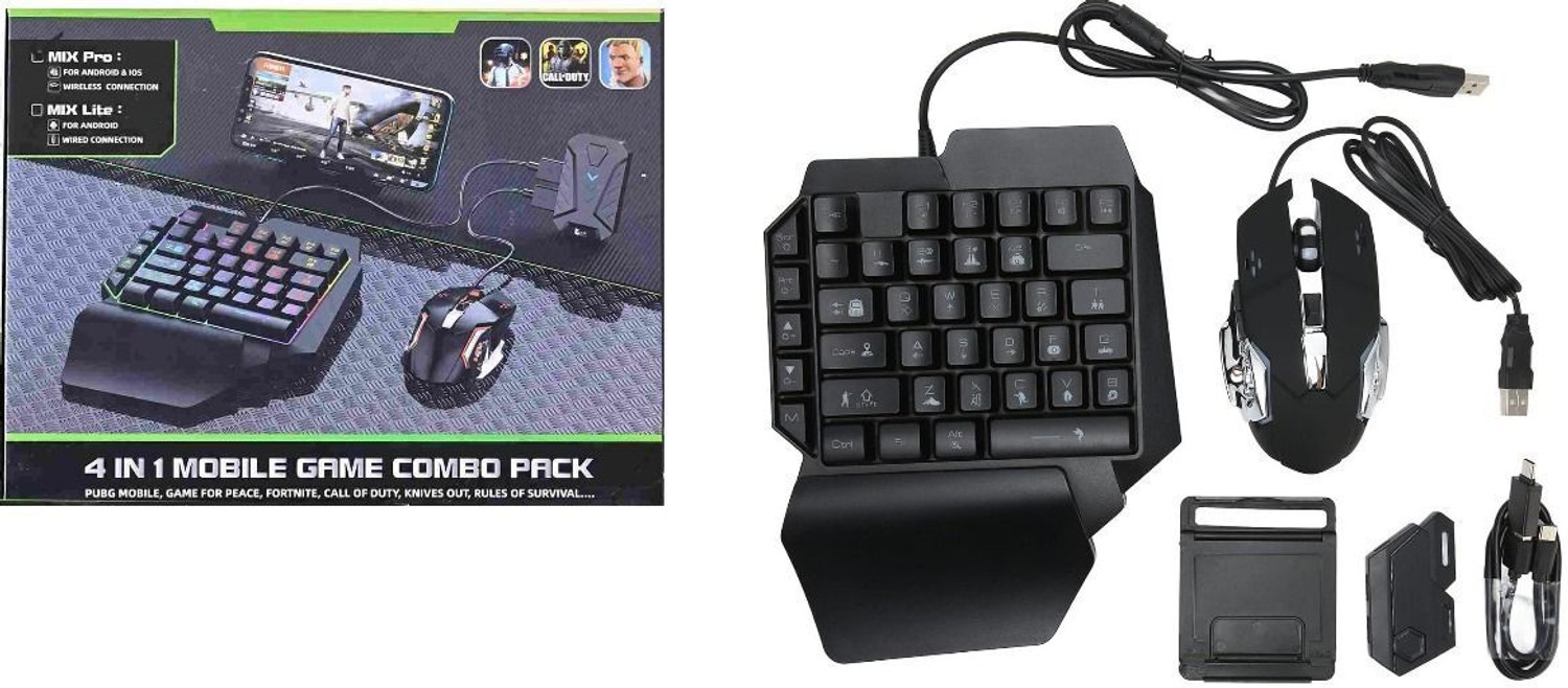 Image of HG WORLD Gaming Keyboard Mouse Converter 4 in 1 Mobile Game Combo Pack Gaming Accessory Kit