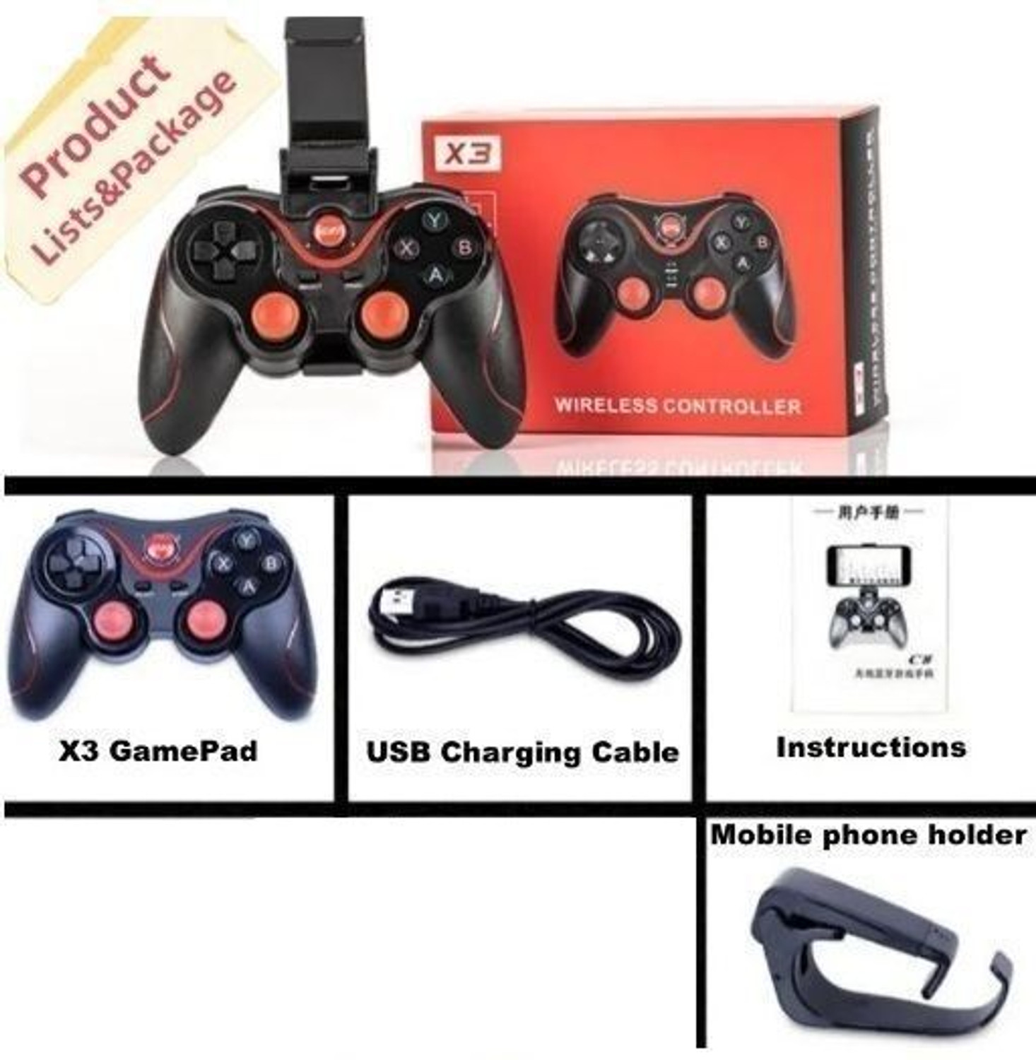 Image of HG WORLD Wireless X3 Gamepad Gaming Controller for PC High Performance TV Game Controller Gaming Accessory Kit