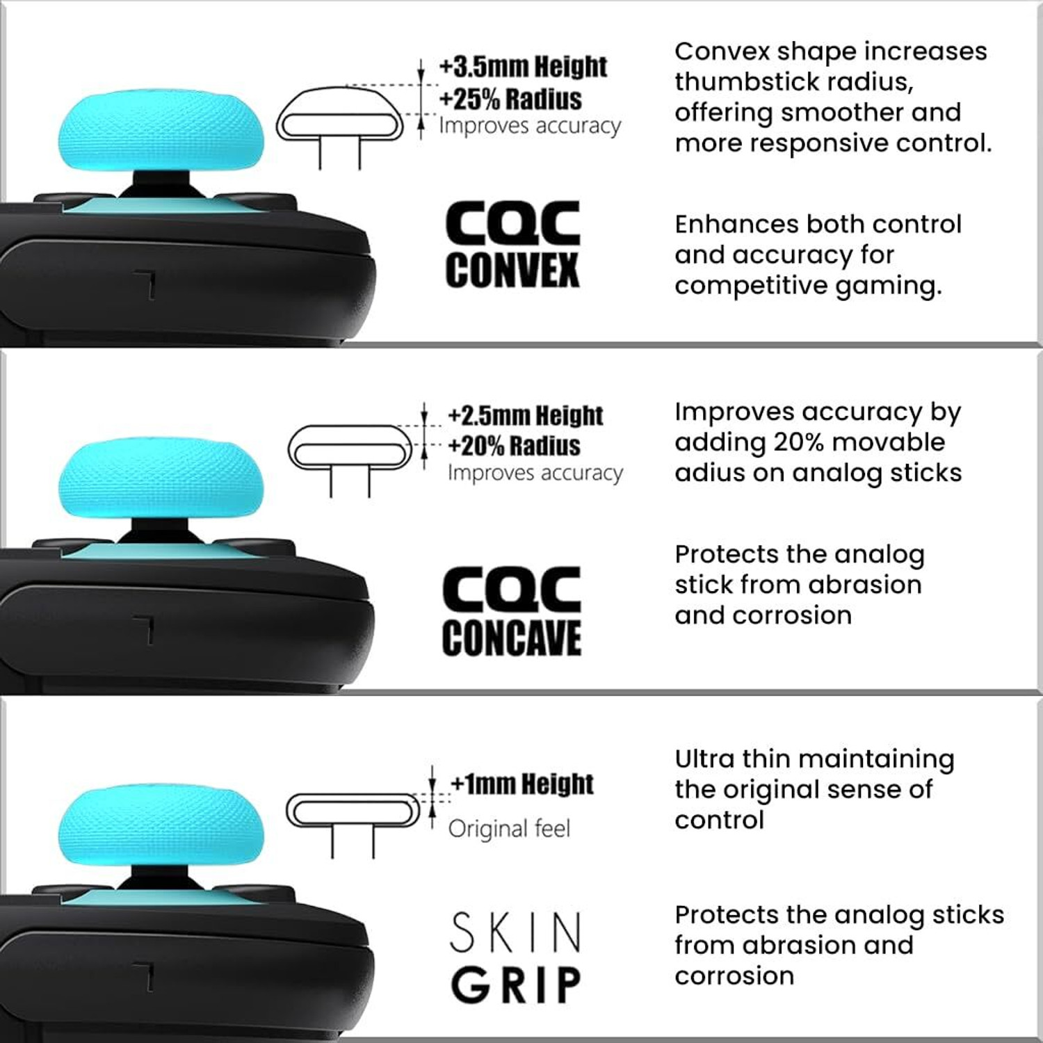 Image of ELEPHANTBOAT Compatible Switch Joycon Thumb Grips 3 Pairs Silicone Caps Gaming Gaming Accessory Kit