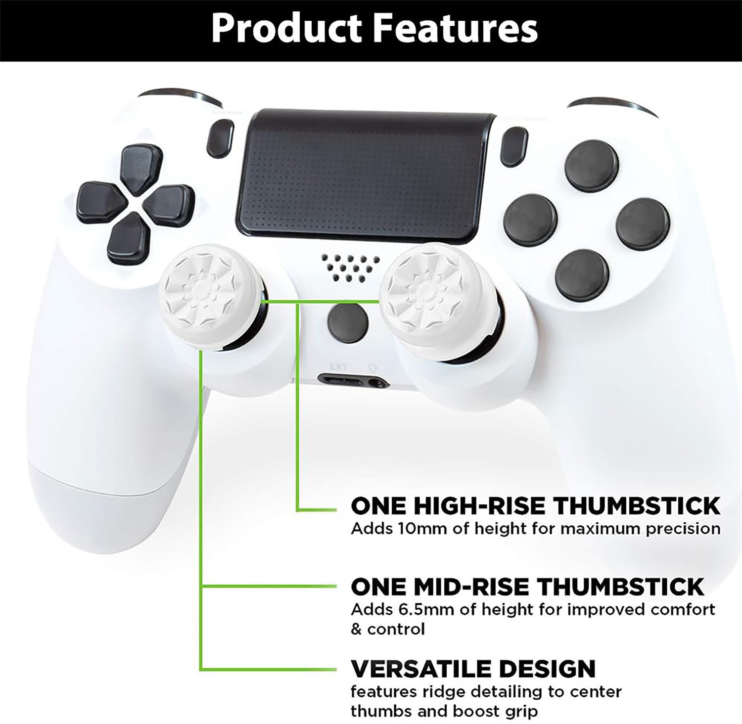 Image of DEADSKULL FPS Thumbstick Extenders (Pack of 2), High-Rise & Mid-Rise Joystick Grip Caps Gaming Accessory Kit