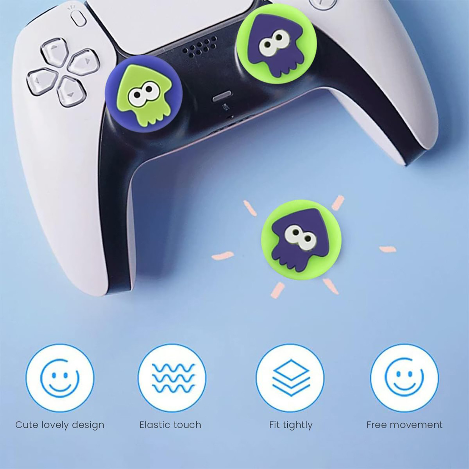 Image of OIVO INDIA Octopus Design Silicone Thumb Grip Caps (4 Pcs), Anti-Slip Joystick Covers Gaming Accessory Kit
