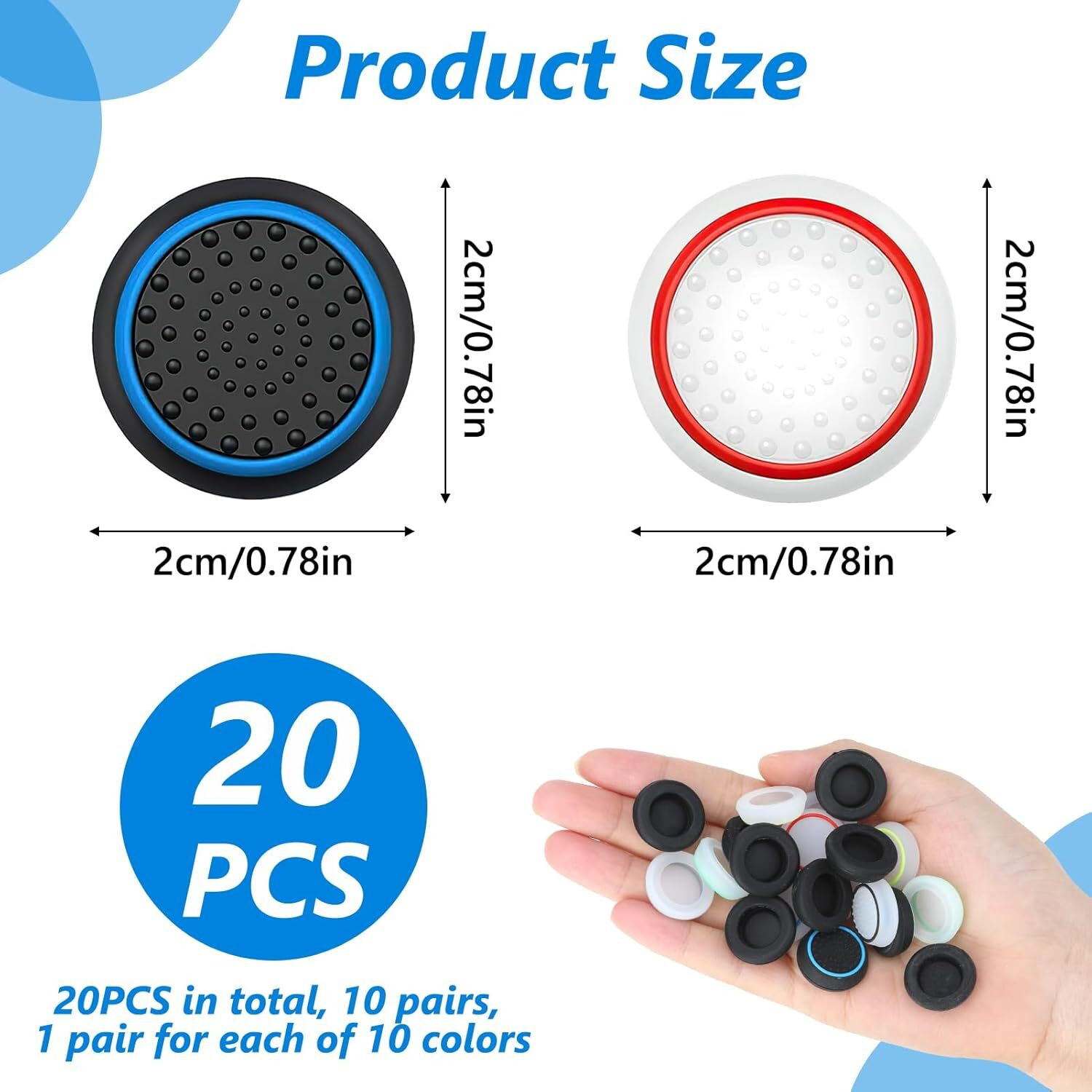 Image of OIVO INDIA 20Pcs Silicone Thumb Grip Stick Joystick Replacement Caps Compatible with PS5 Gaming Accessory Kit