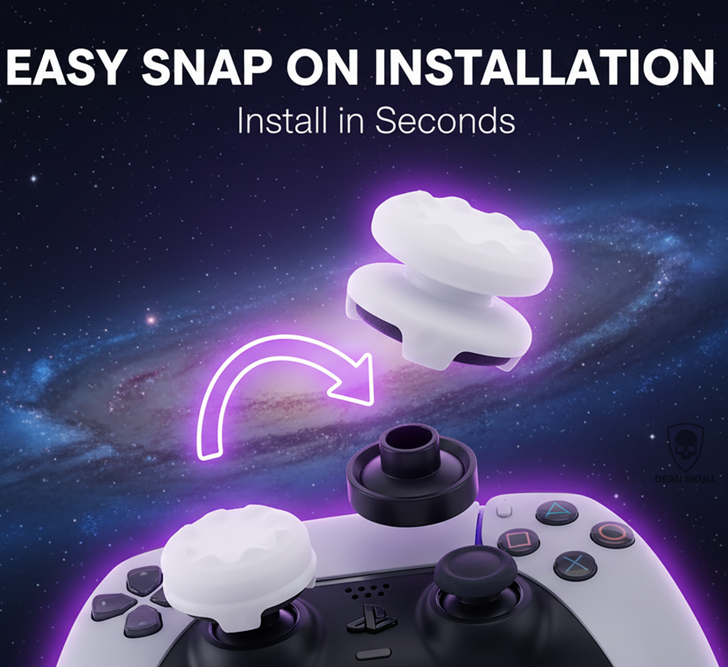 Image of DEADSKULL FPS Thumbstick Extenders Combo (Galaxy Purple + Galaxy White), High-Rise Gaming Accessory Kit