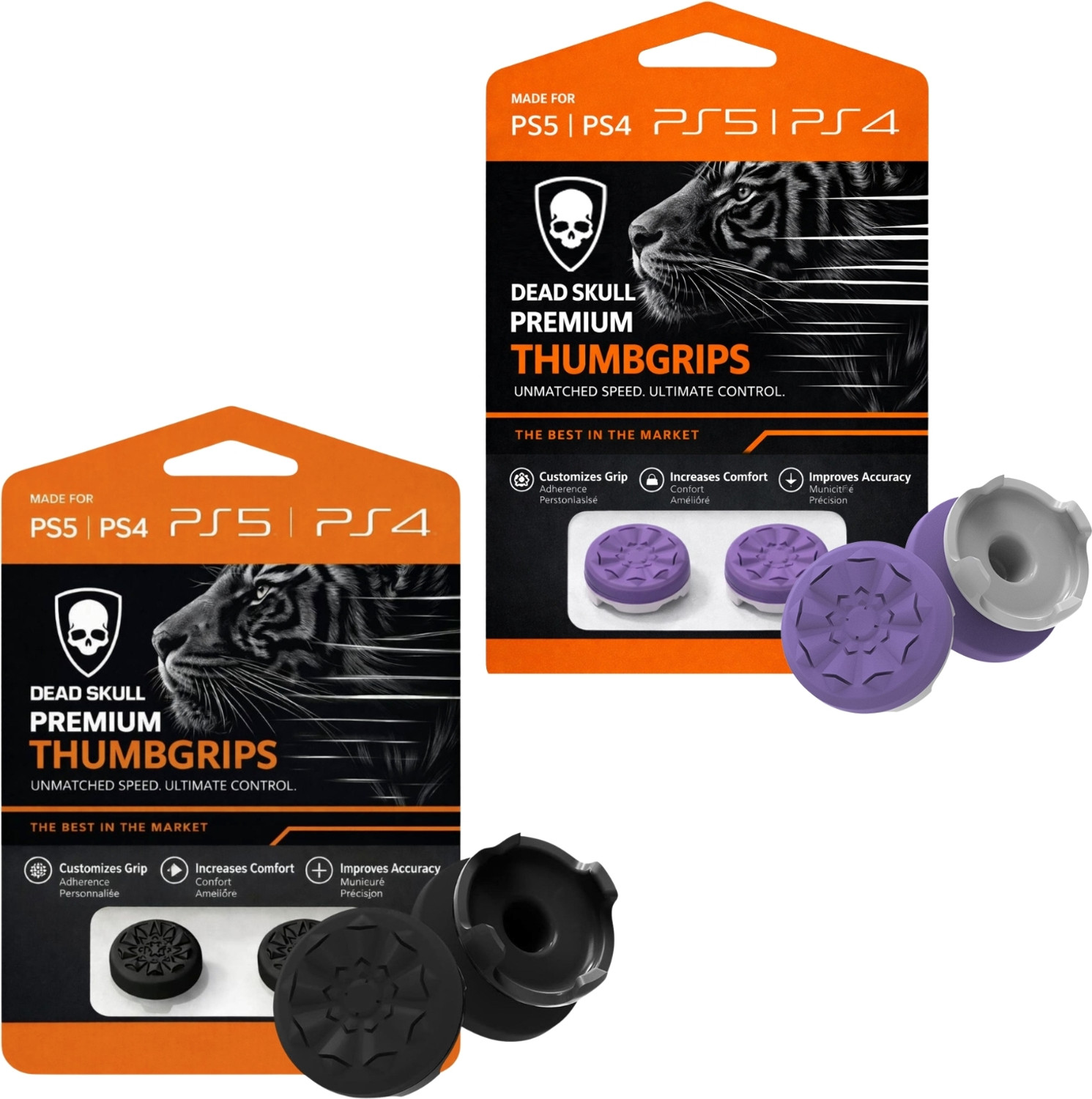 Image of DEADSKULL FPS Thumbstick Extenders Combo (Galaxy Purple + Galaxy Black), High-Rise Gaming Accessory Kit