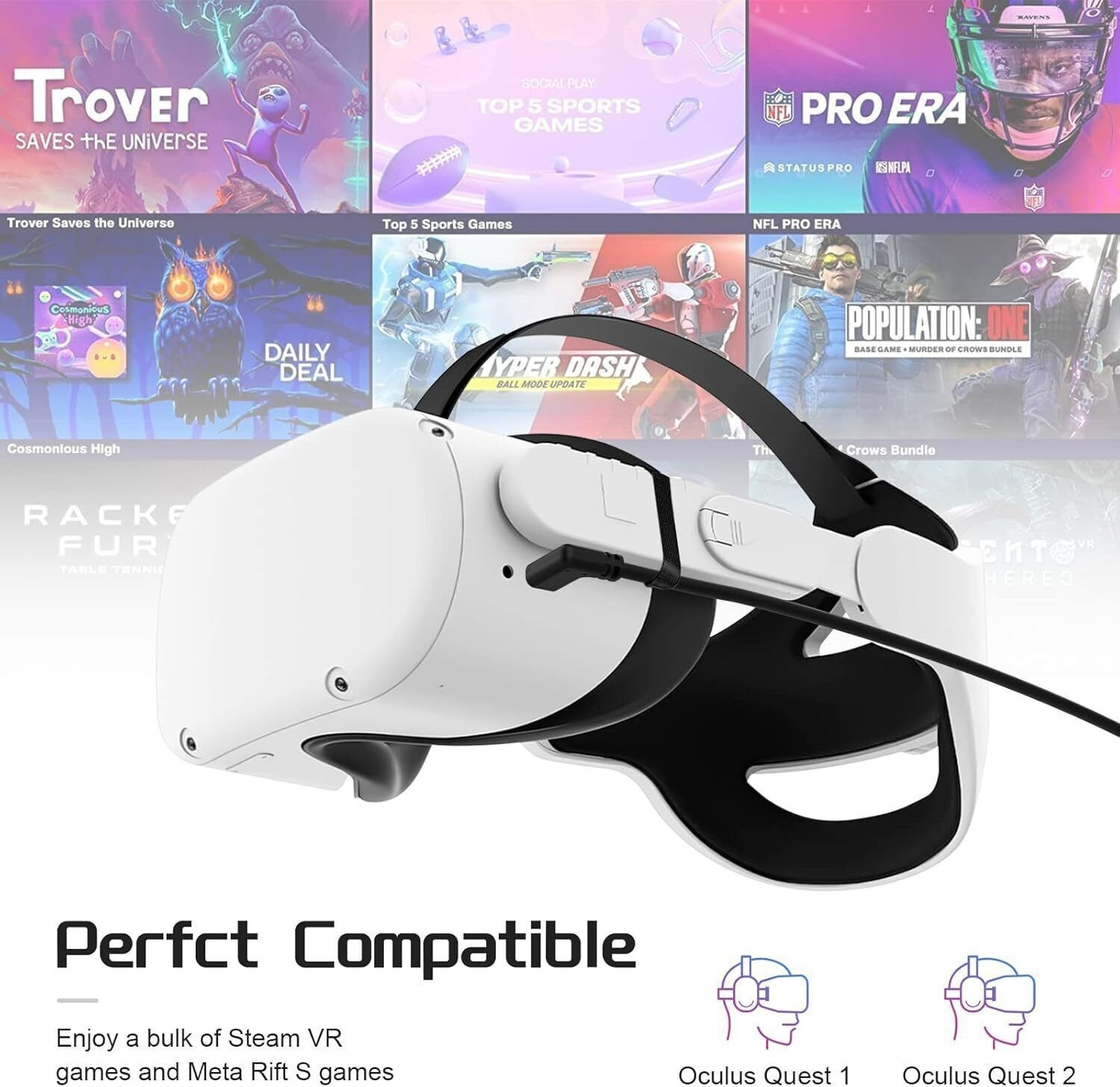 Image of HG WORLD Oculus Quest VR Link Cable USB3.2 Gen1, 16FT, 5Gbps fast charging, Plug & Play Gaming Accessory Kit