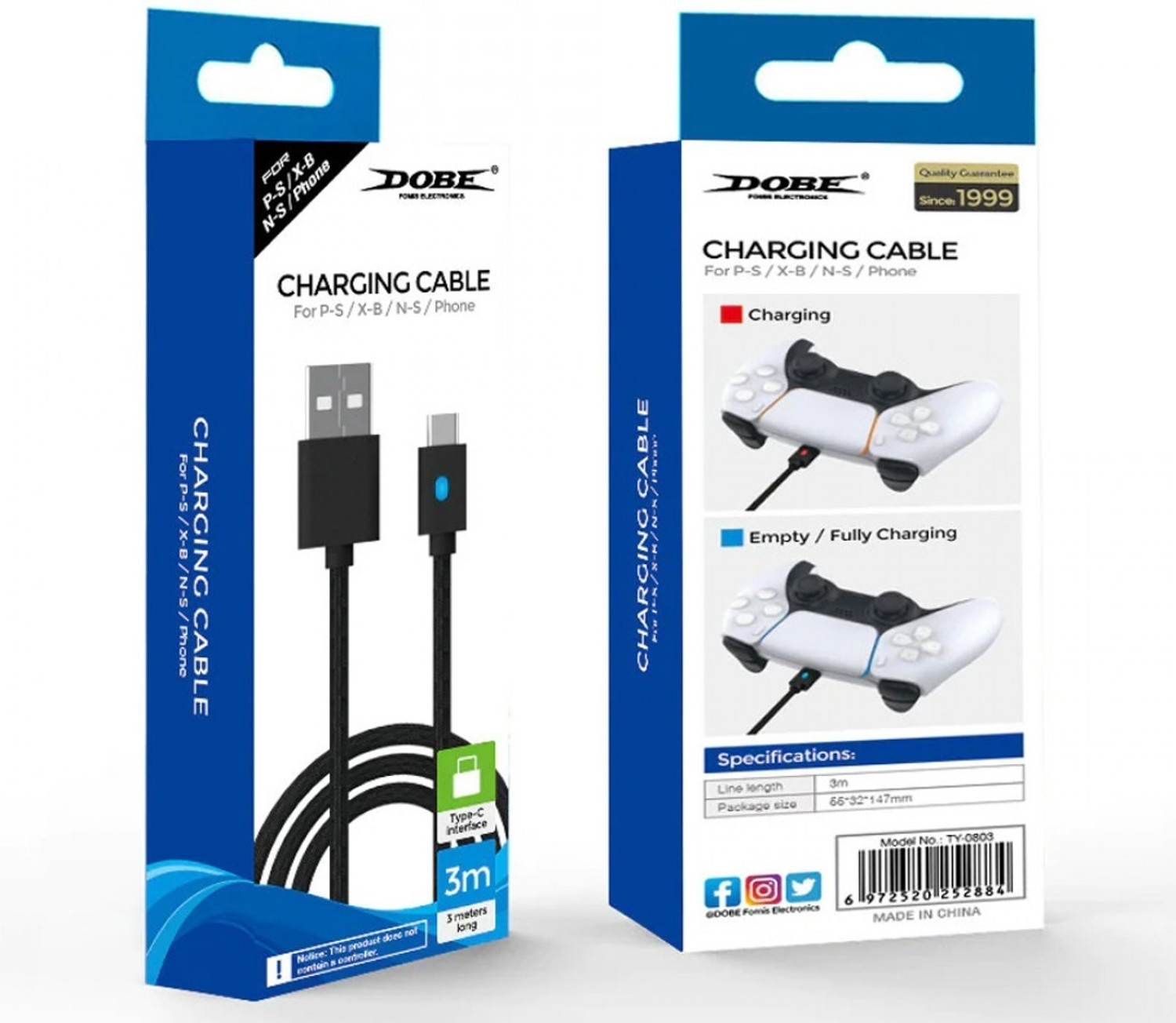 Image of HG WORLD Dobe PS5 DualSense Controller Charging Cable,3 Meter USB-C Cord,5A Fast Charging Gaming Accessory Kit