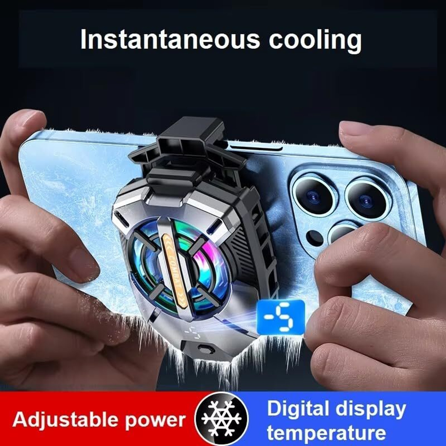 Image of FITRIC Gaming Mobile Cooling Fan Radiator Cooler 3 Speed Semiconductor Phone Cooler Gaming Accessory Kit