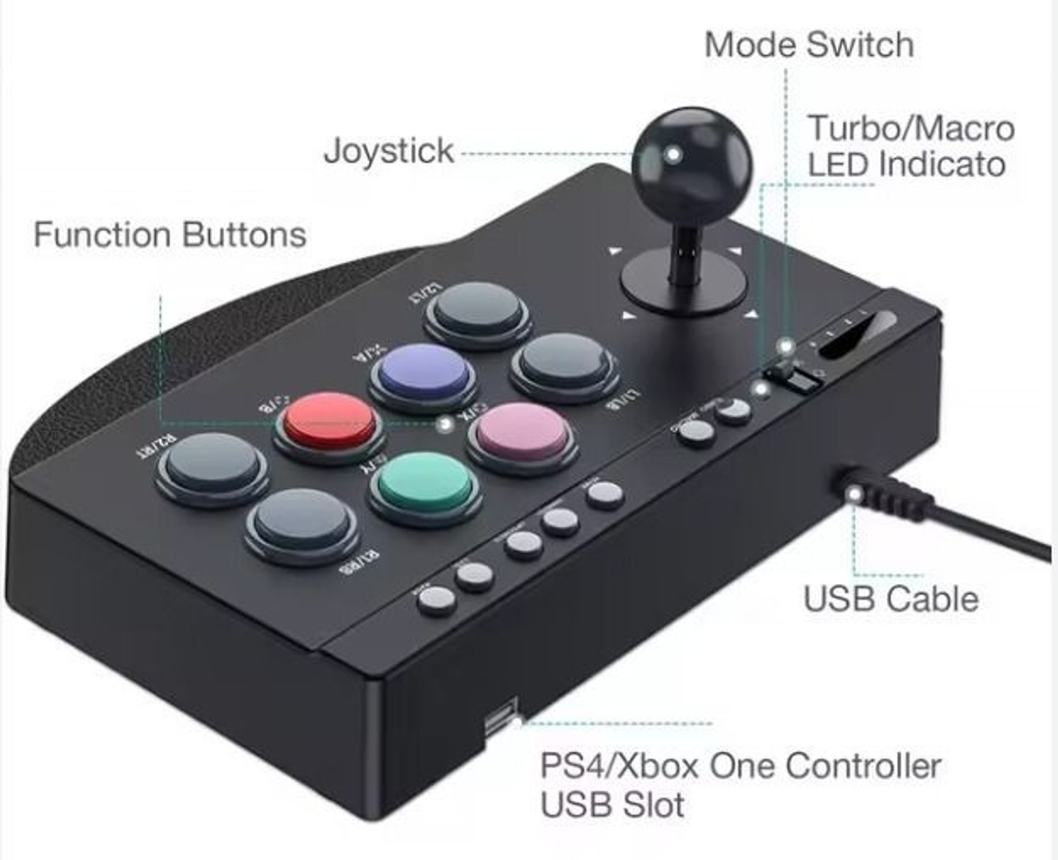 Image of HG WORLD PXN-0082 Arcade Game Fight Stick Multi-Platform Turbo & Macro Street Fighter Gaming Accessory Kit