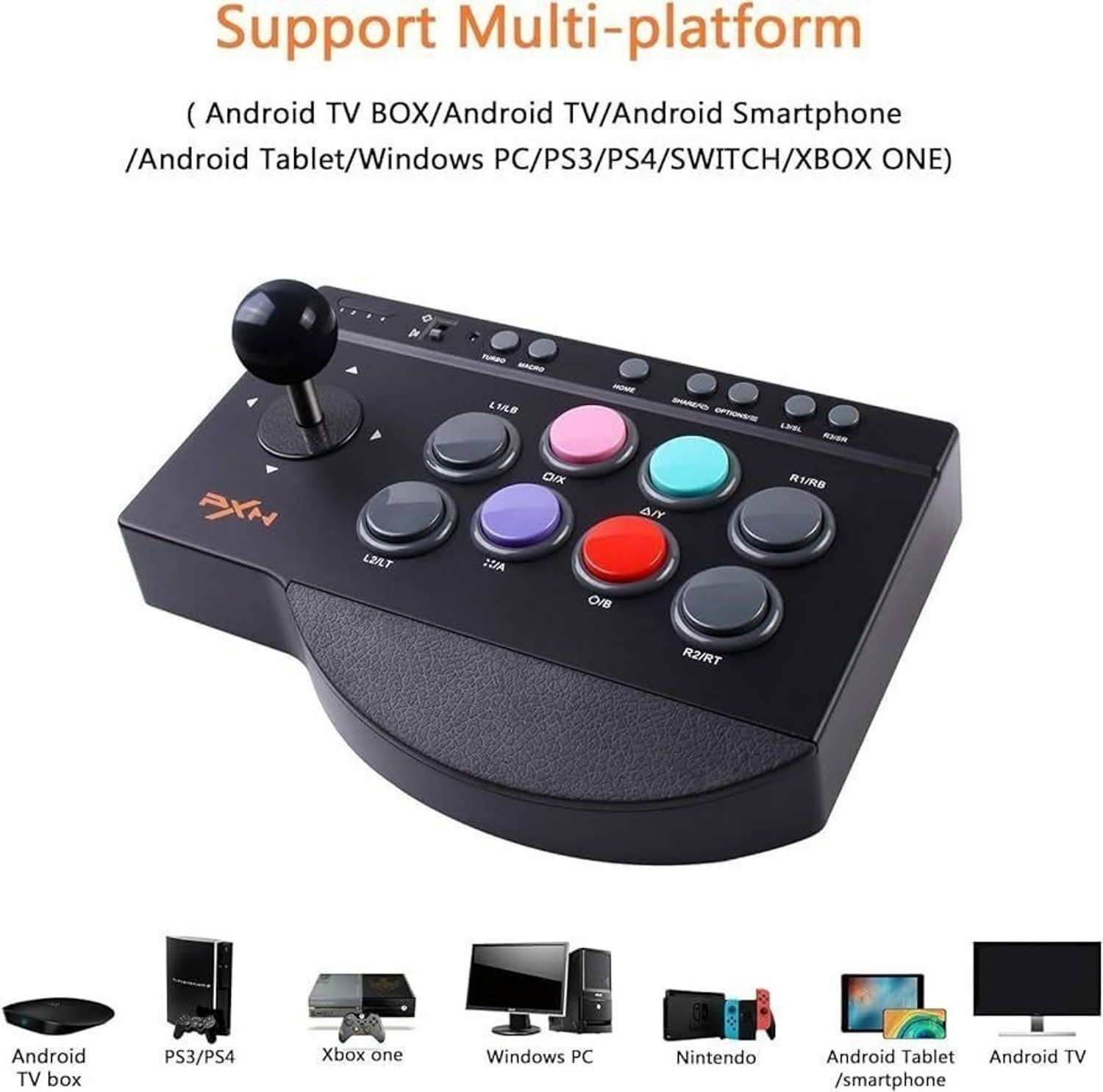 Image of HG WORLD PXN-0082 Arcade Game Fight Stick Multi-Platform Turbo & Macro Street Fighter Gaming Accessory Kit
