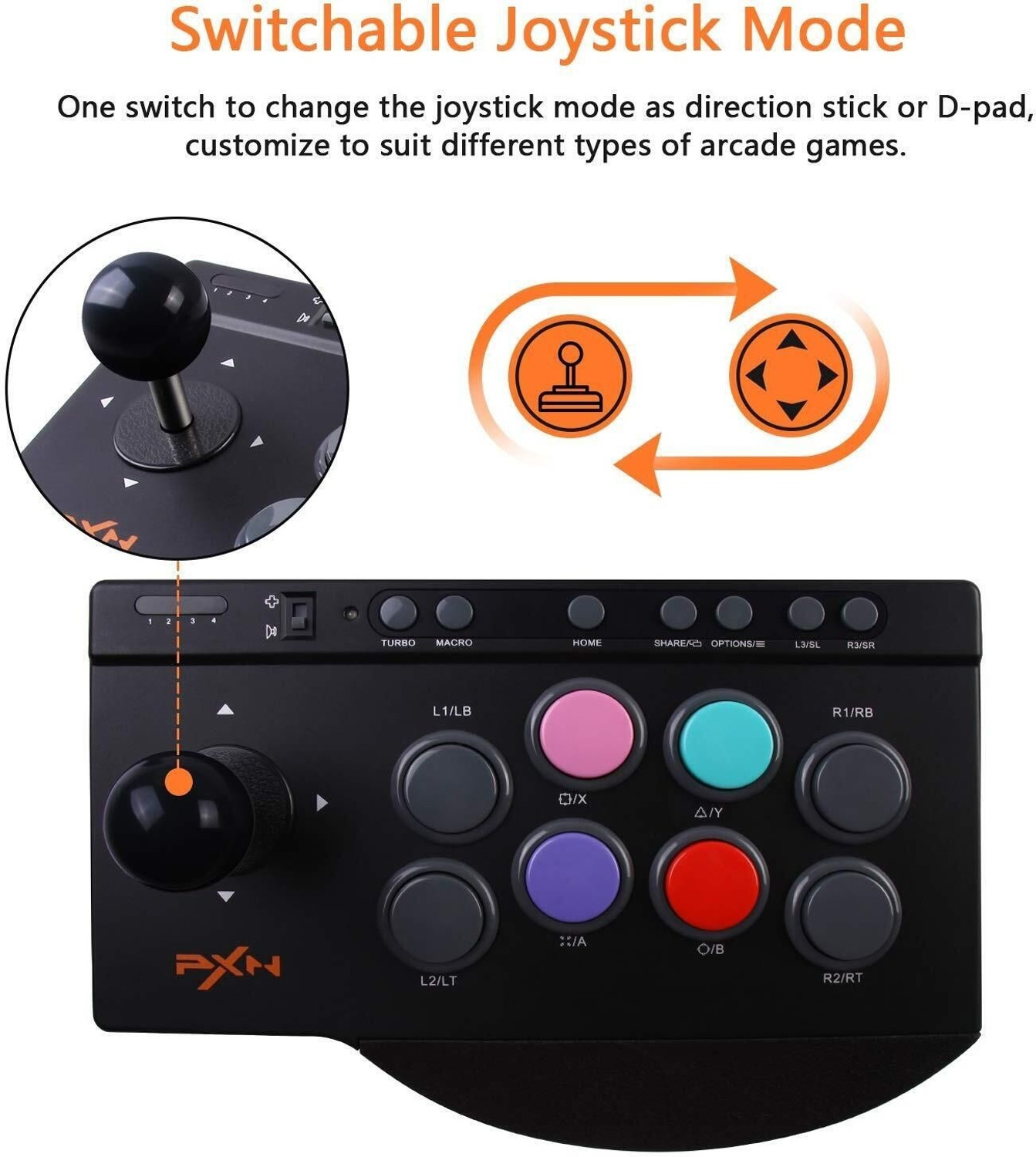Image of HG WORLD PXN-0082 Arcade Game Fight Stick Multi-Platform Turbo & Macro Street Fighter Gaming Accessory Kit