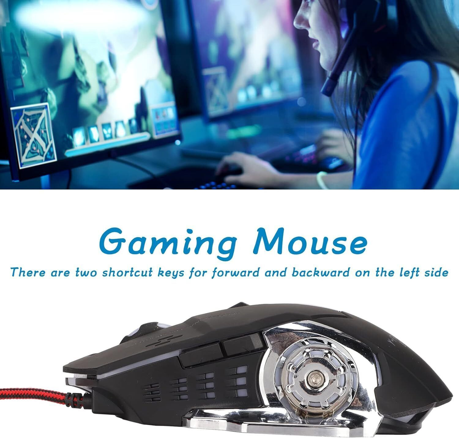 Image of HG WORLD Game Mouse USB Wired With RGB Cool Breathing Led Light,Anti-Slip, Scroll Wheel Gaming Accessory Kit