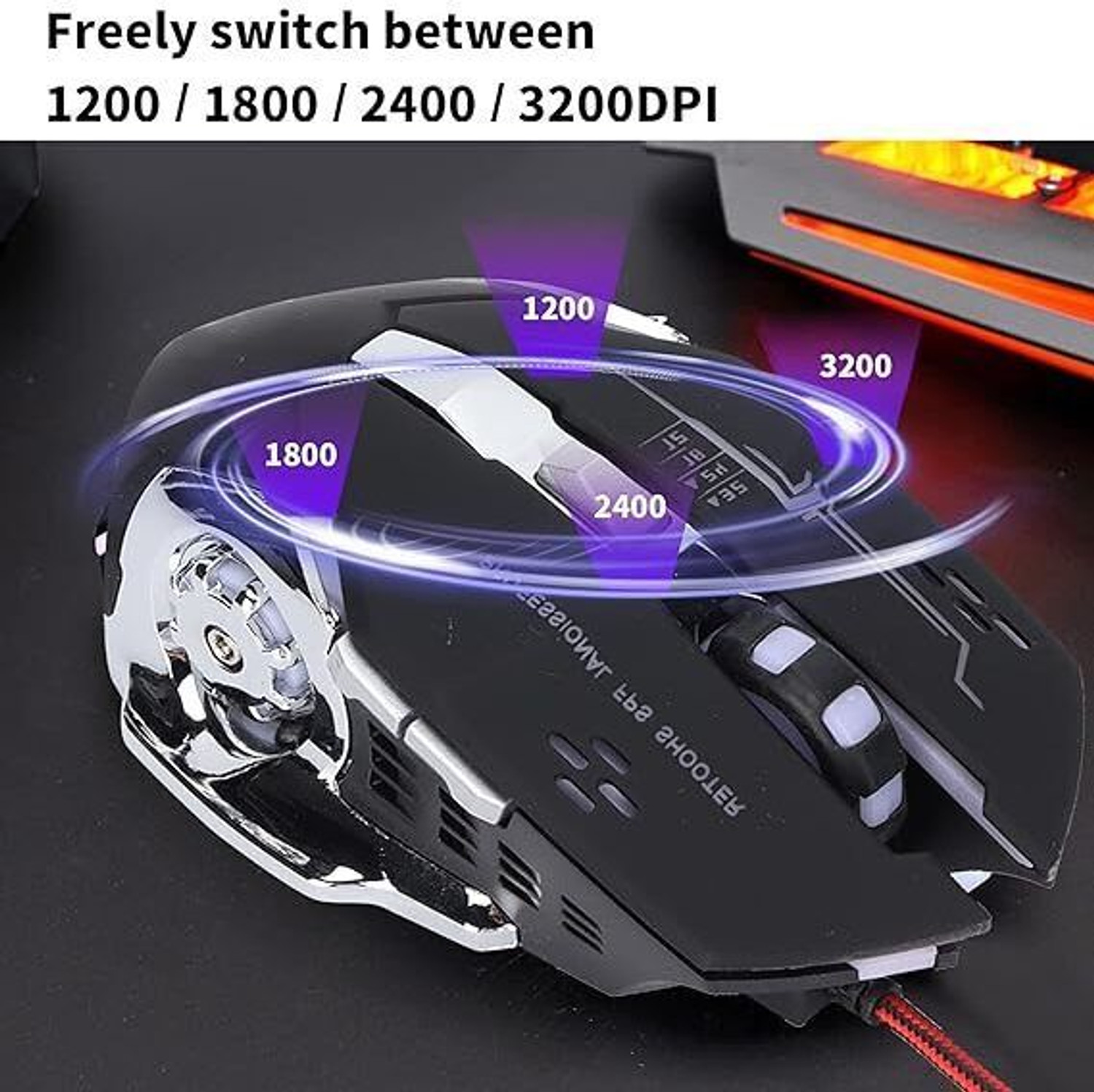 Image of HG WORLD Game Mouse USB Wired With RGB Cool Breathing Led Light,Anti-Slip, Scroll Wheel Gaming Accessory Kit