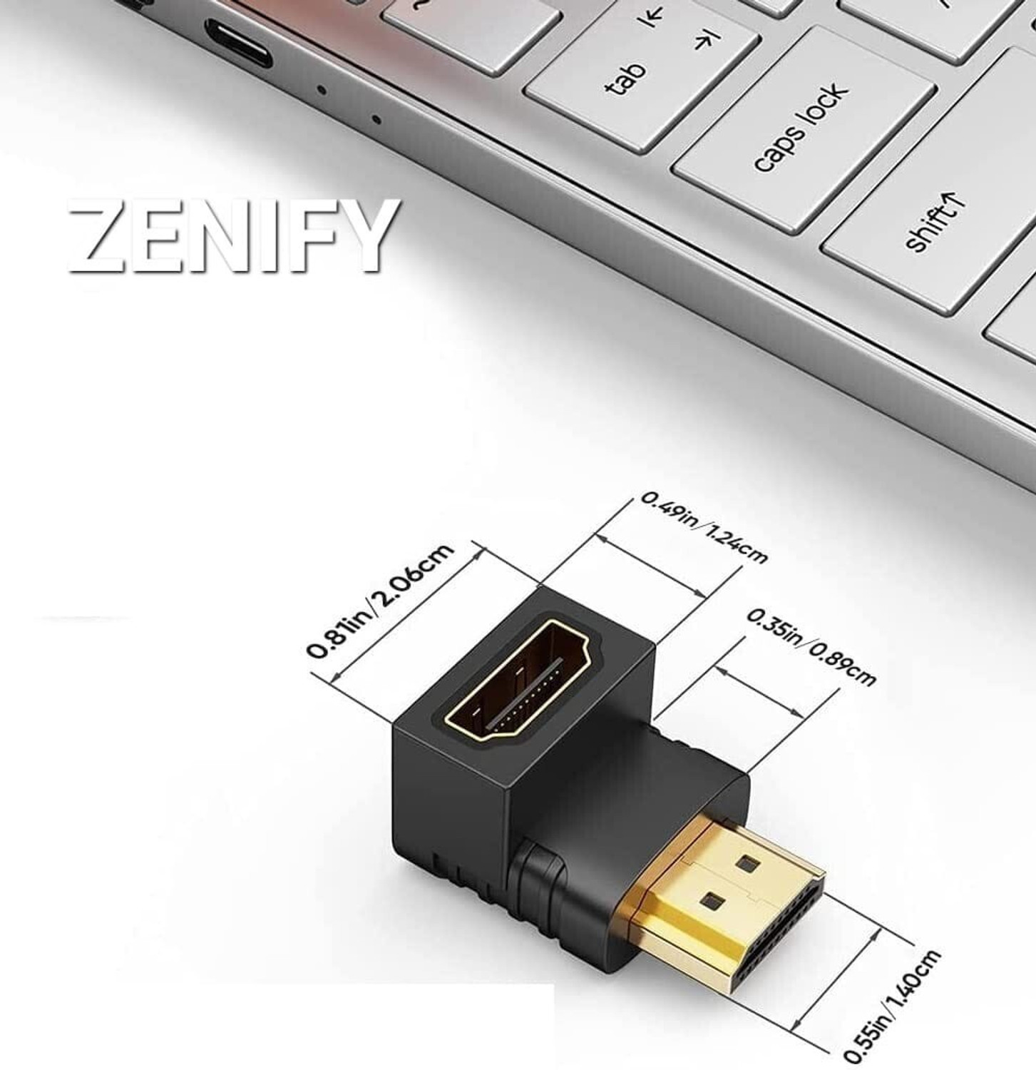 Image of ZENIFY HDMI Male to Female Converter Connector Adapter 90 Degree L Shape Gaming Adapter