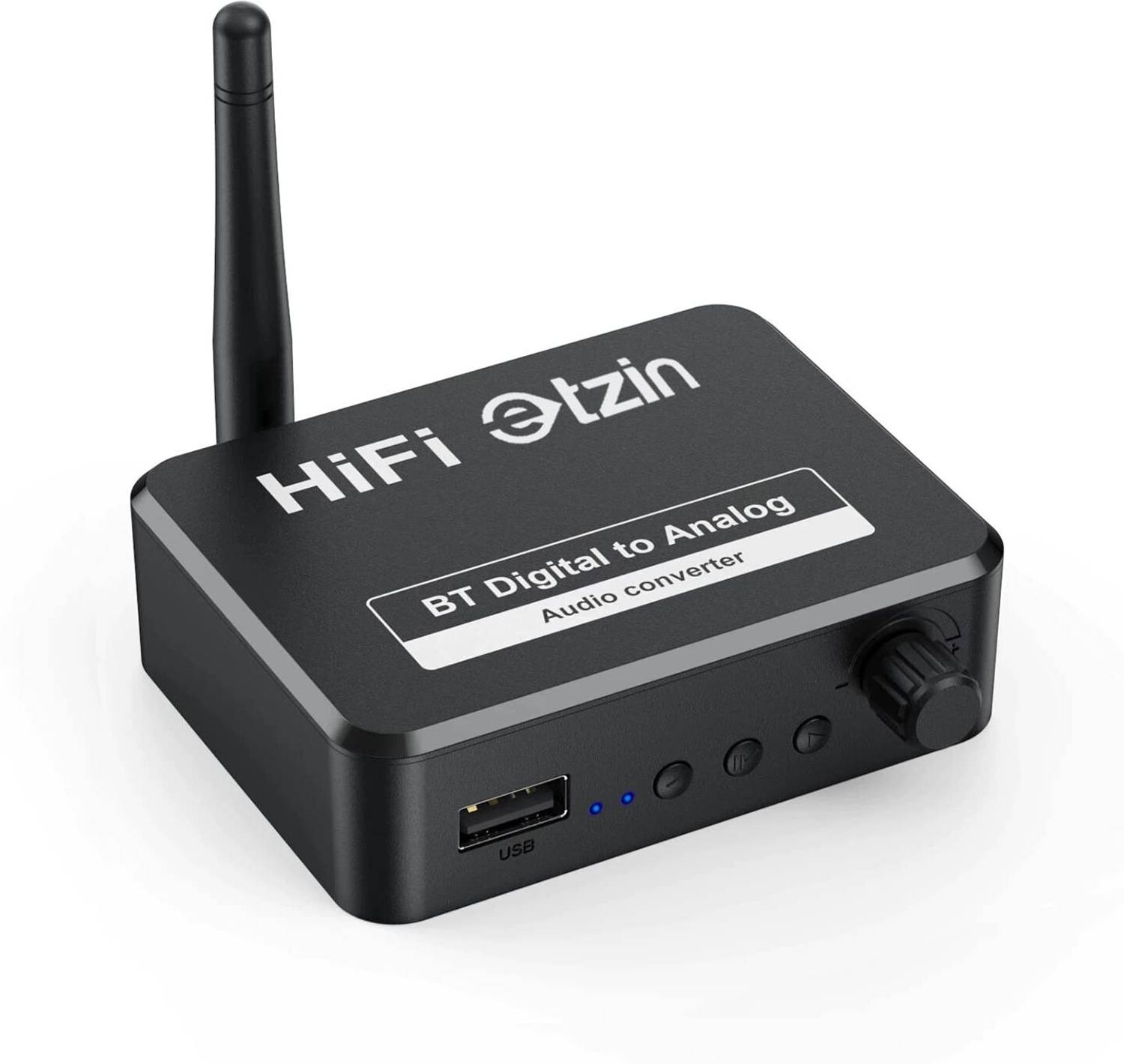 1Goal USB 192KHz DAC Digital to Analog Converter with Bluetooth 5.1 Receiver Music Player Volume Adjustable Digital SPDIF TOSLINK to Stereo L/R & 3.5mm Jack USB Hub