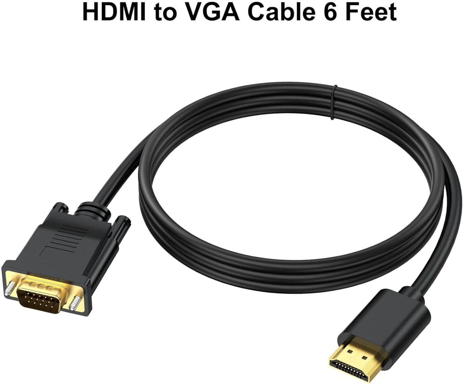 Image of VOOCME HDMI Cable 2 A 1.8 m Gold Plated HDMI to VGA Cable 6 Feet, HDMI to VGA Adapter (Male to Male) 1080P HD Video Cord