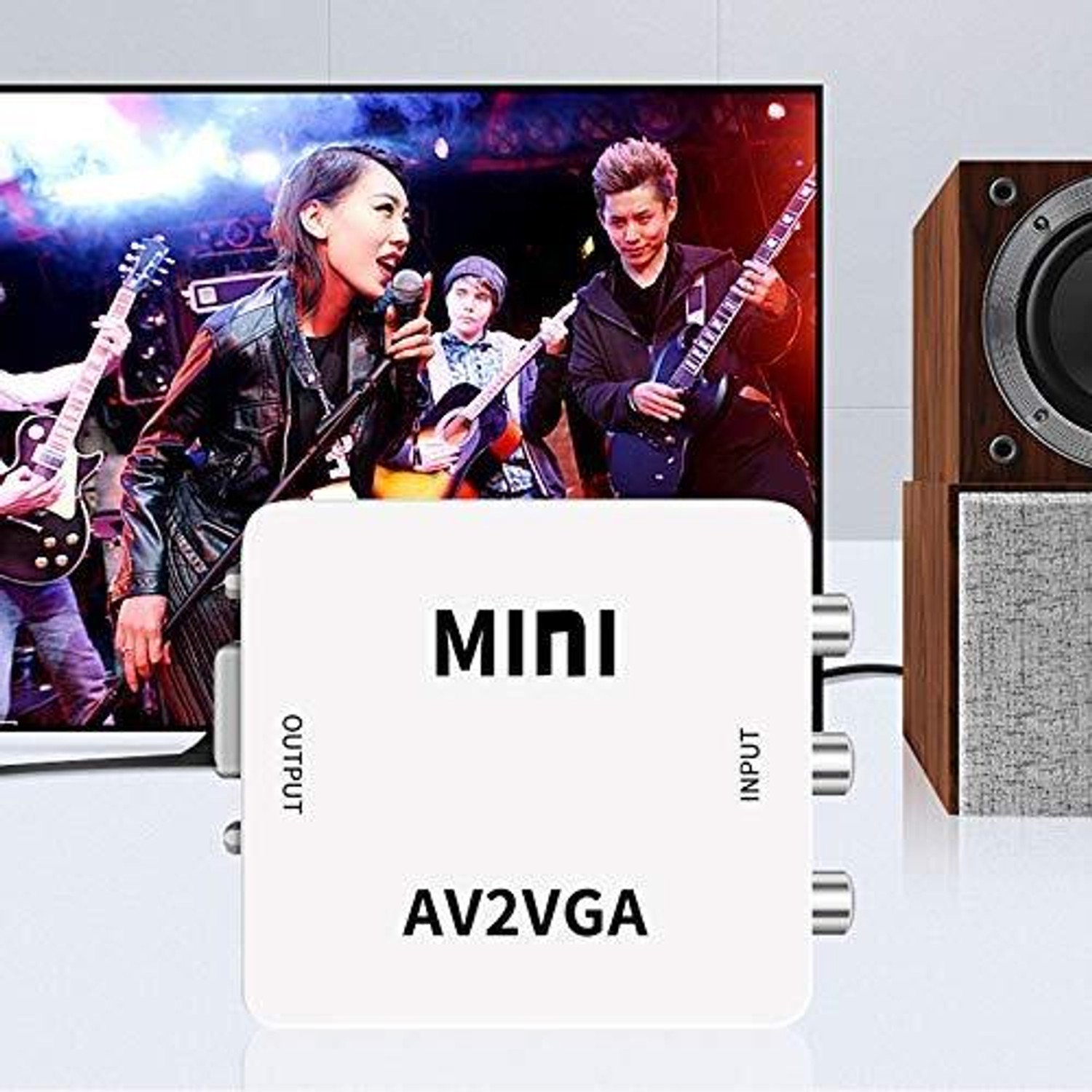 Image of VOOCME Mini HD AV2VGA Video Converter Box AV RCA CVBS to VGA Video Converter Gaming Adapter